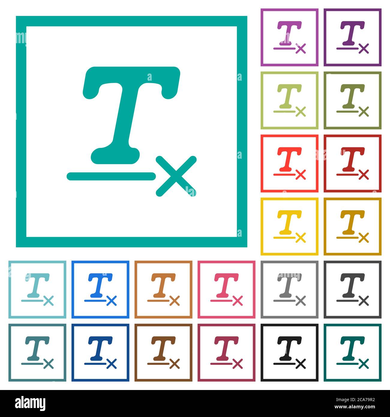 Clear text format flat color icons with quadrant frames on white background Stock Vector
