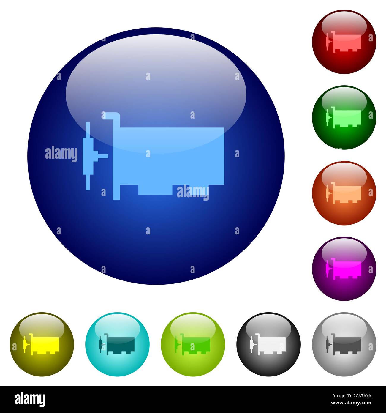 Network interface card icons on round color glass buttons Stock Vector ...