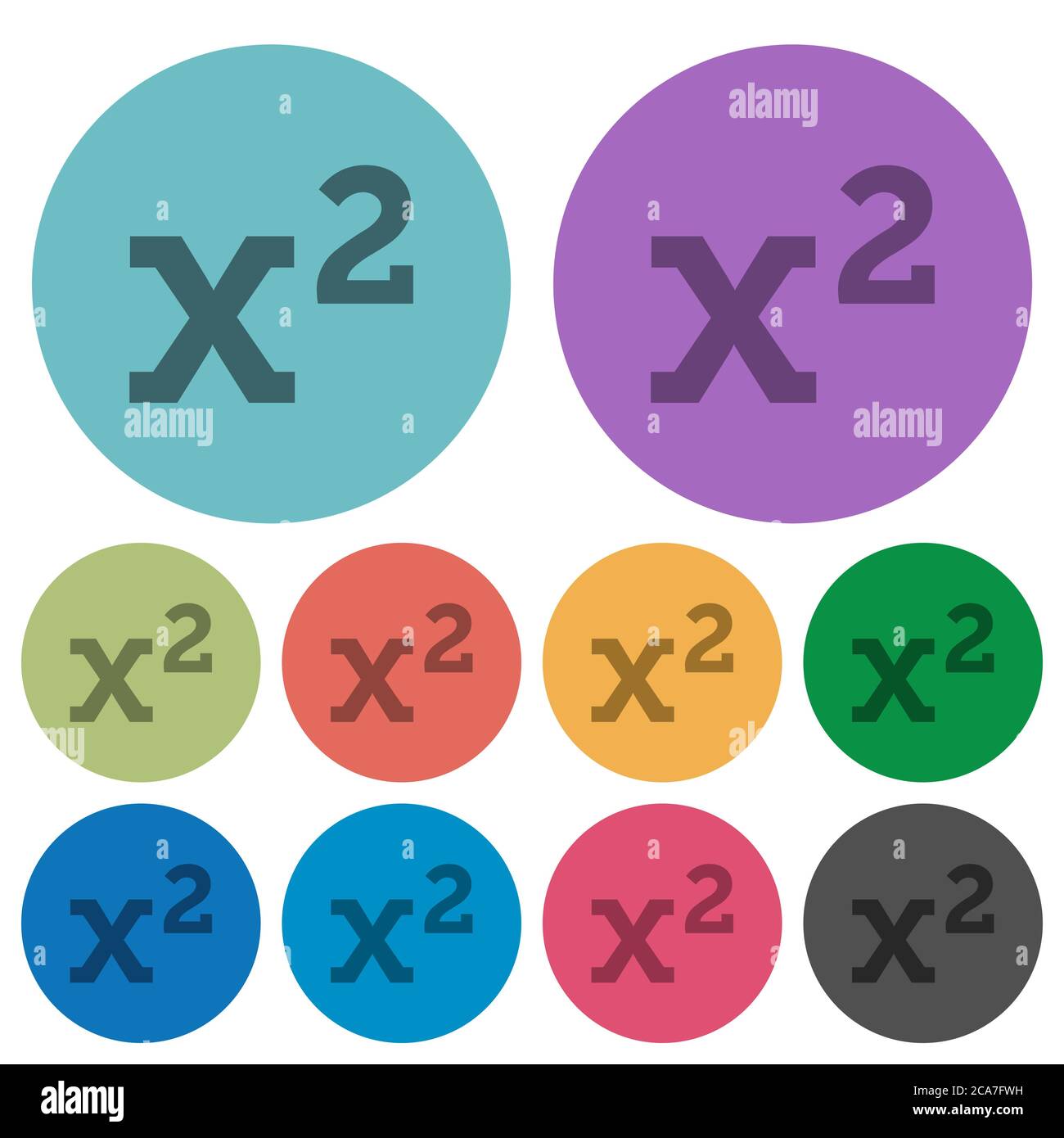 Math exponentiation darker flat icons on color round background Stock Vector