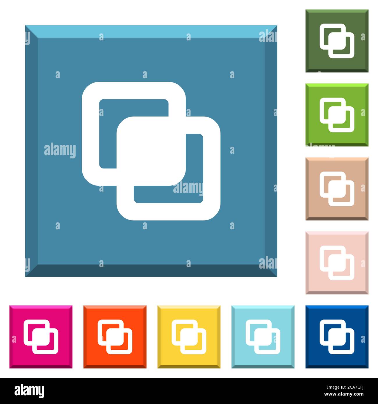 Intersect shapes white icons on edged square buttons in various trendy ...