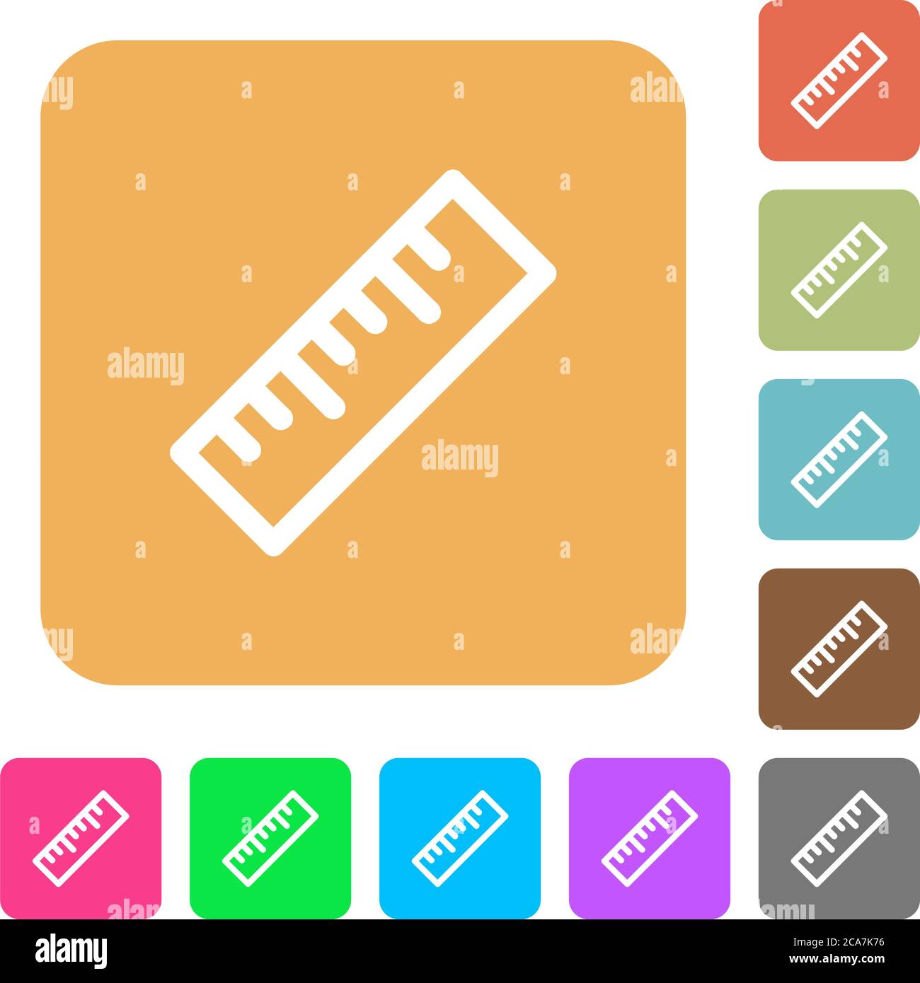 Ruler flat icons on rounded square vivid color backgrounds Stock Vector ...