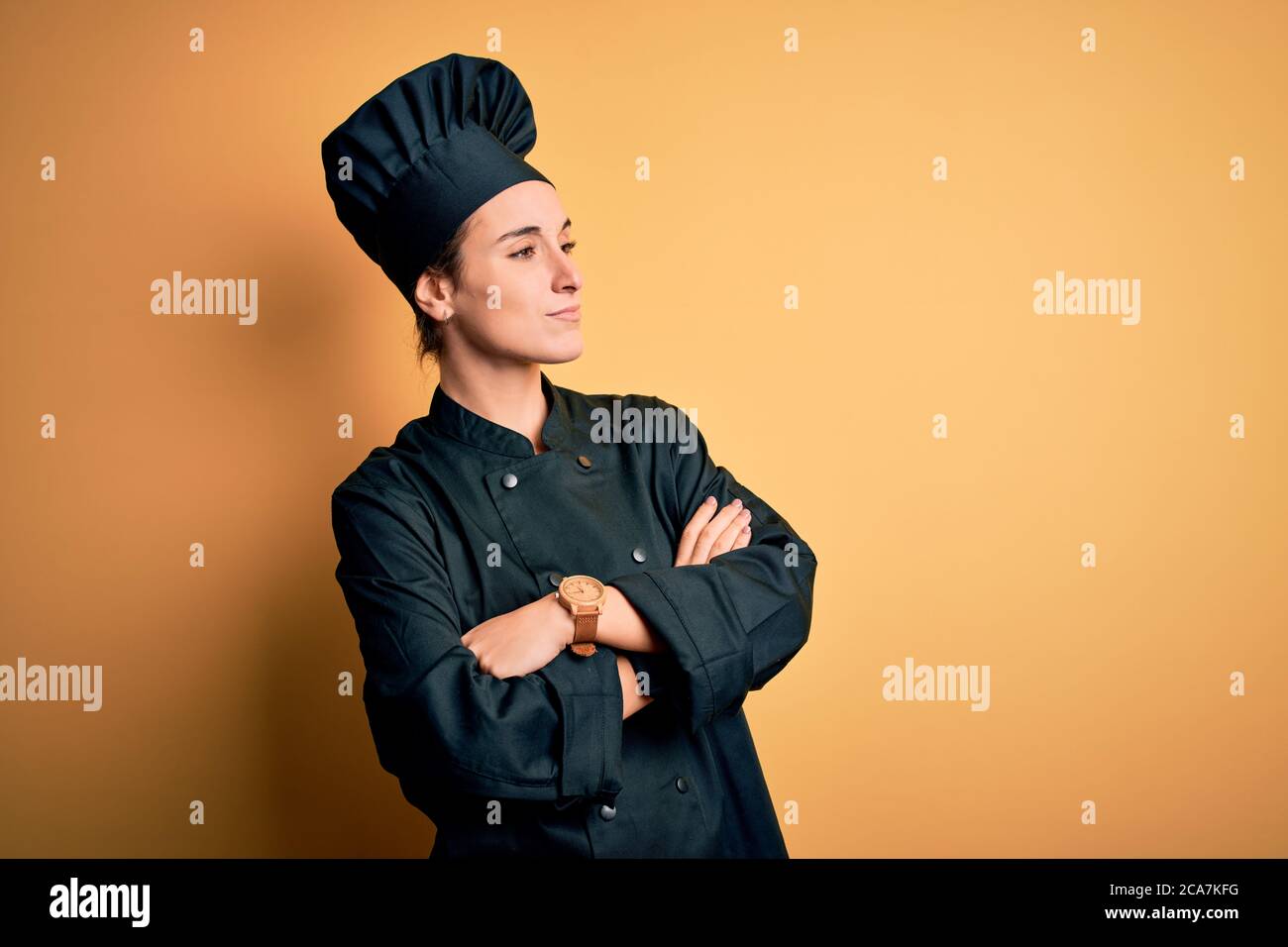 Side profile female chef smiling hi-res stock photography and images ...