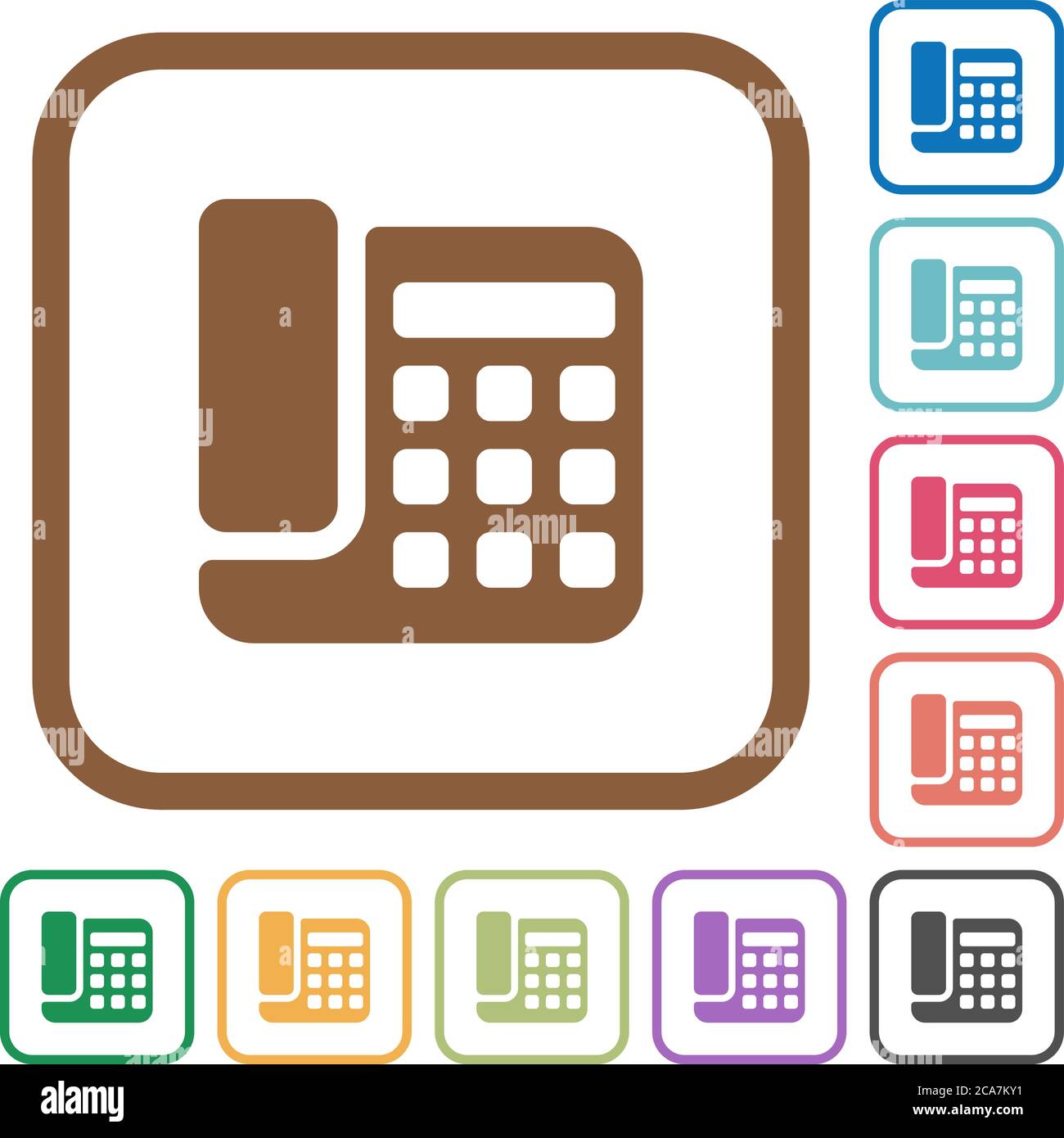Office phone simple icons in color rounded square frames on white ...
