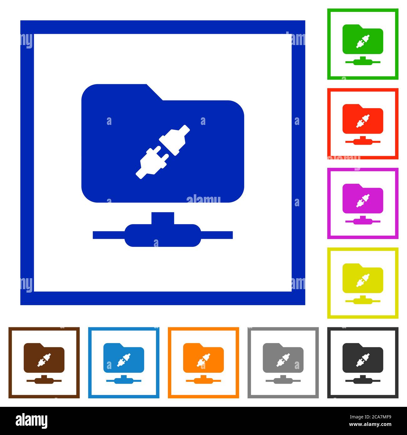 FTP connection flat color icons in square frames on white background Stock Vector