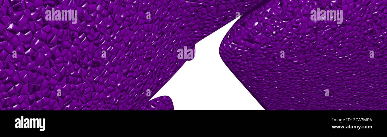 Ultra wide 3D illustration of a geometrical shape of INDIGO color on a ...