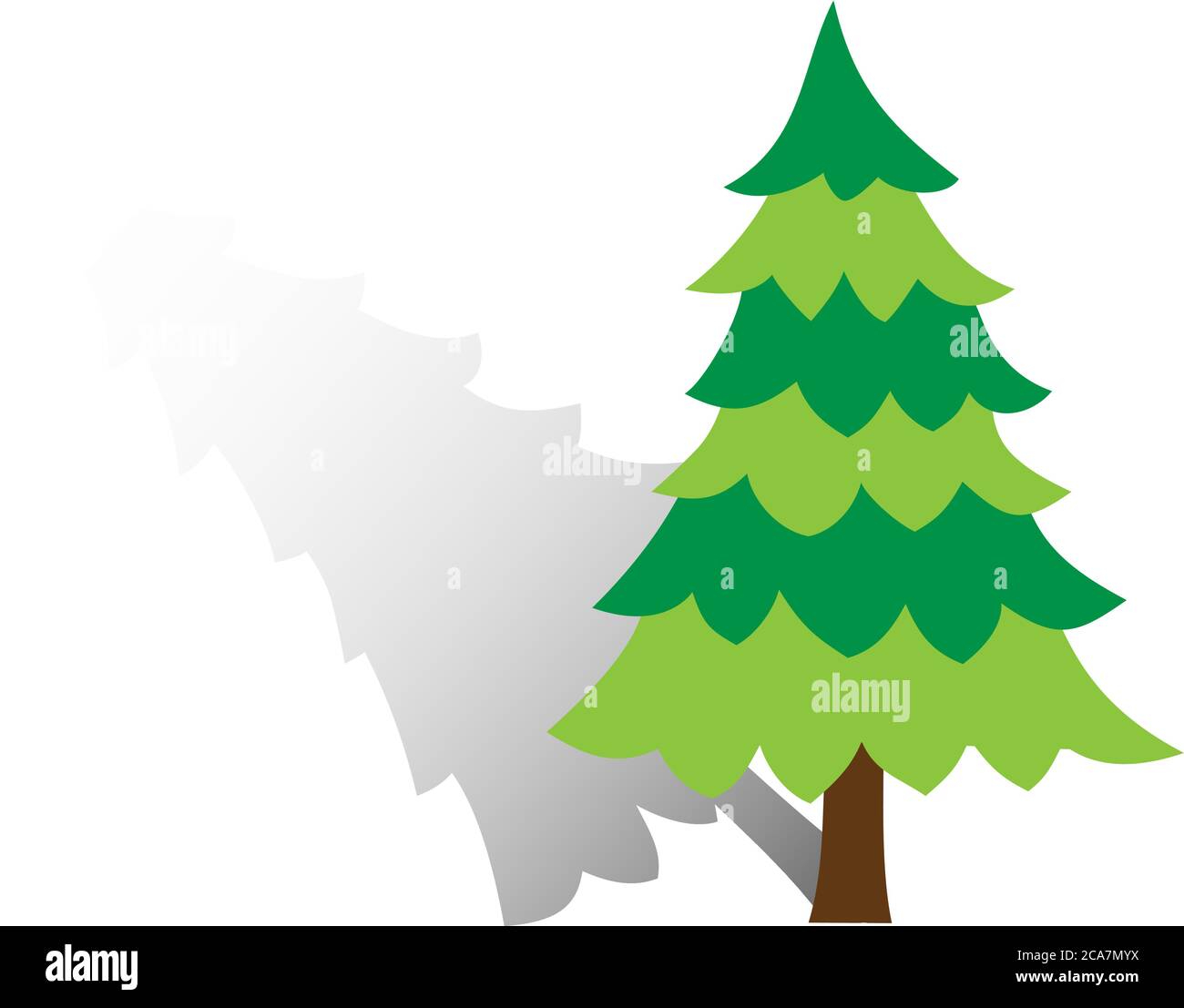 Vector Illustration. Tree, Christmas fir tree, silhouette isolated on white background. Stock Vector