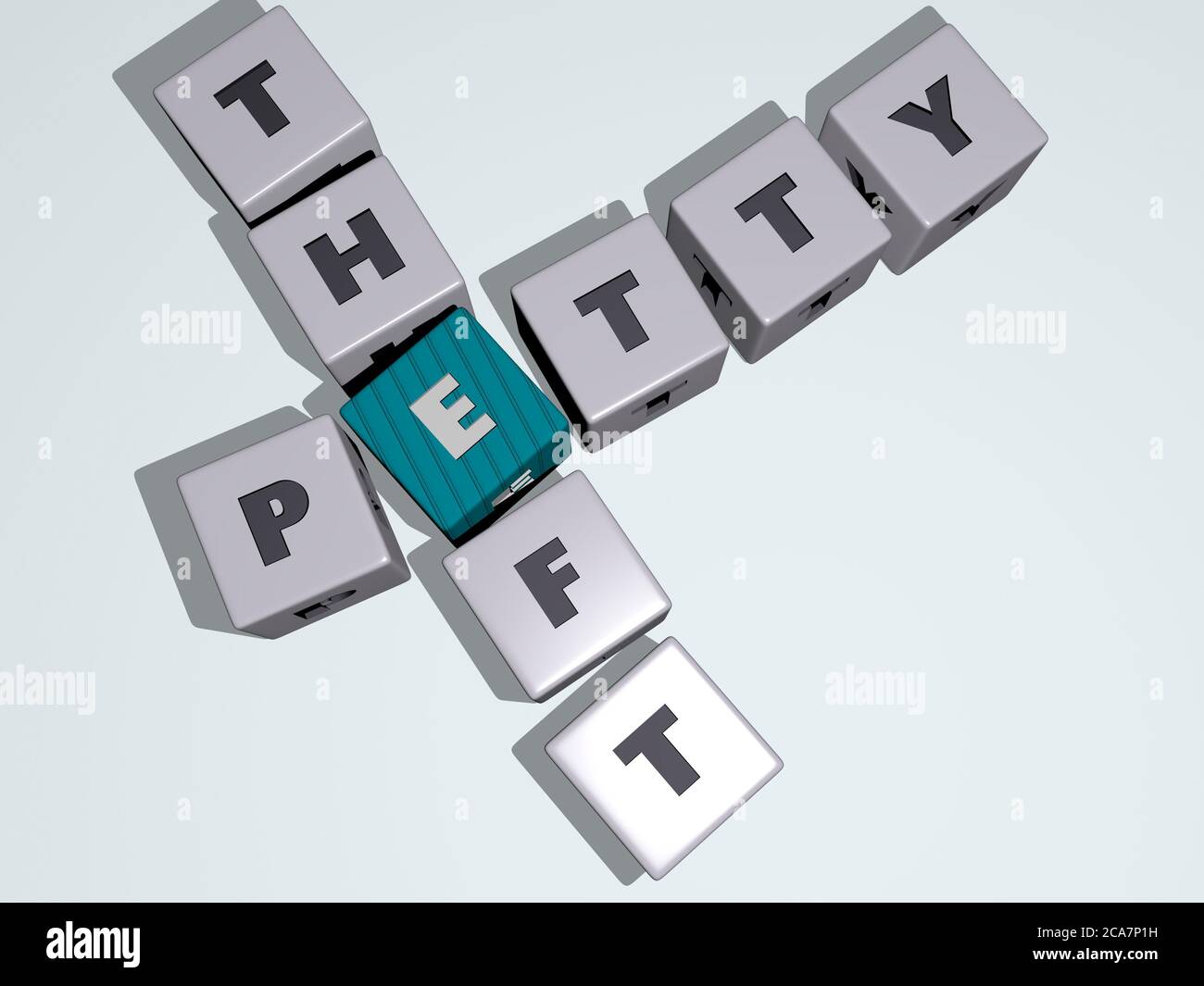 crosswords of petty theft arranged by cubic letters on a mirror floor