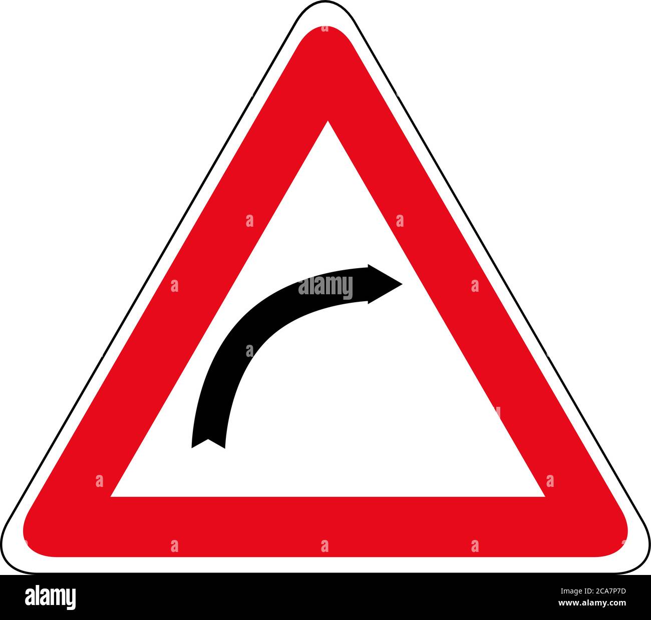 Vector red triangle traffic sign right turn. Vector illustration Stock Vector
