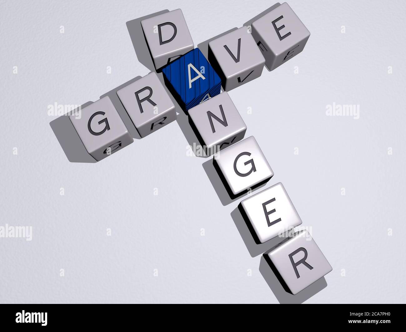 crosswords of grave danger arranged by cubic letters on a mirror floor