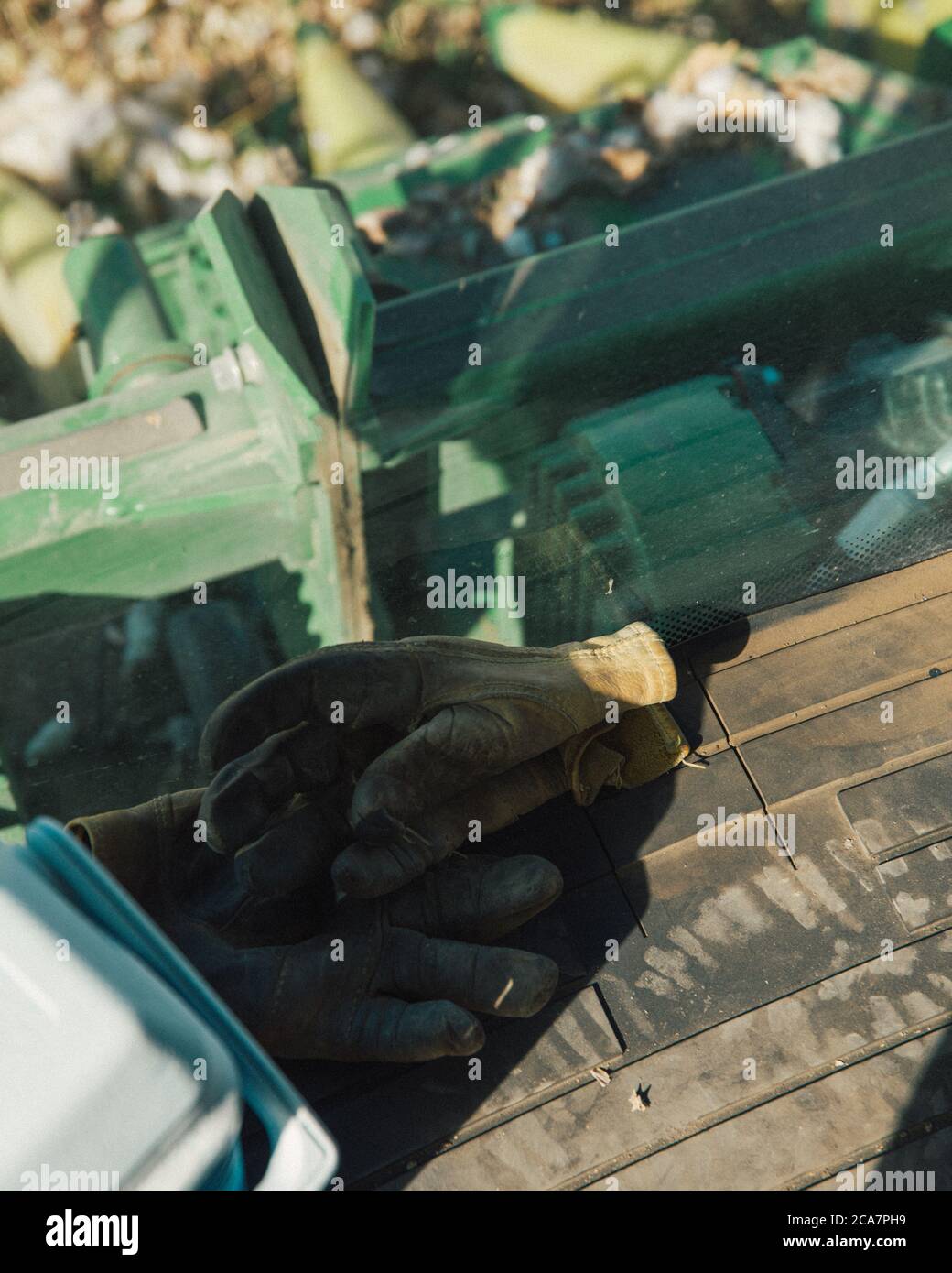 A cotton harvester at work on a cotton farm in the Central Valley