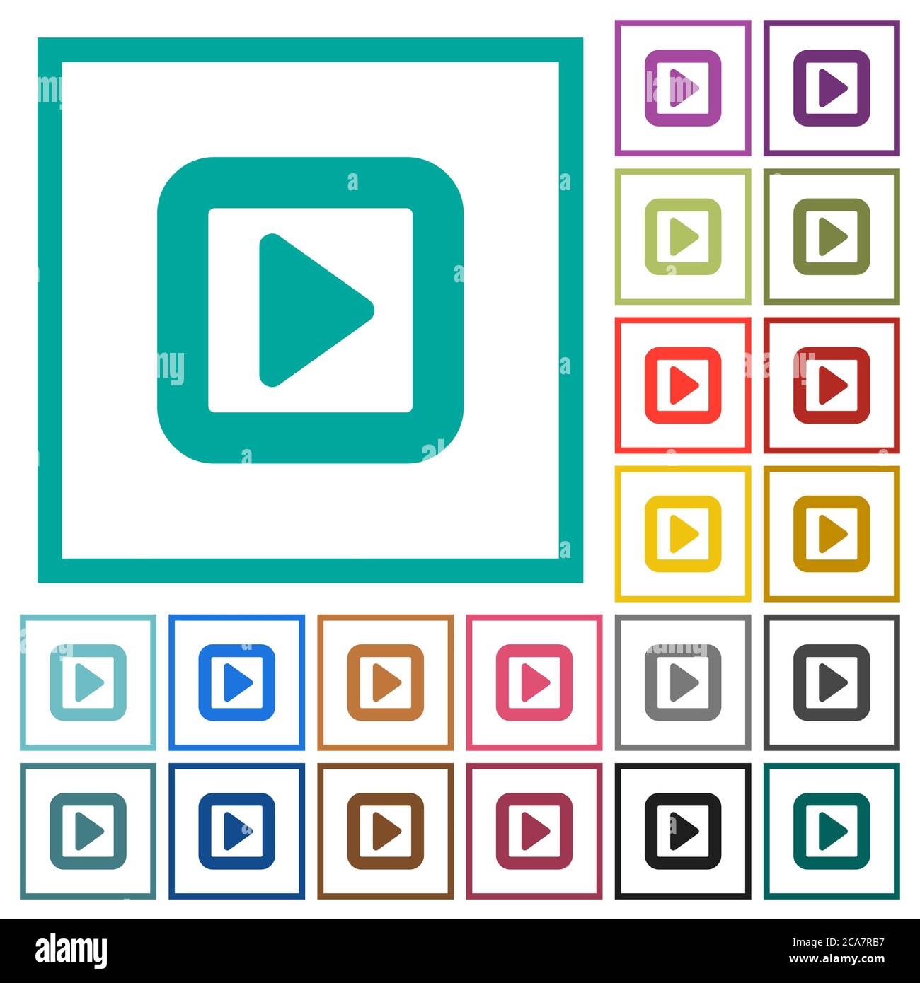Toggle right flat color icons with quadrant frames on white background Stock Vector