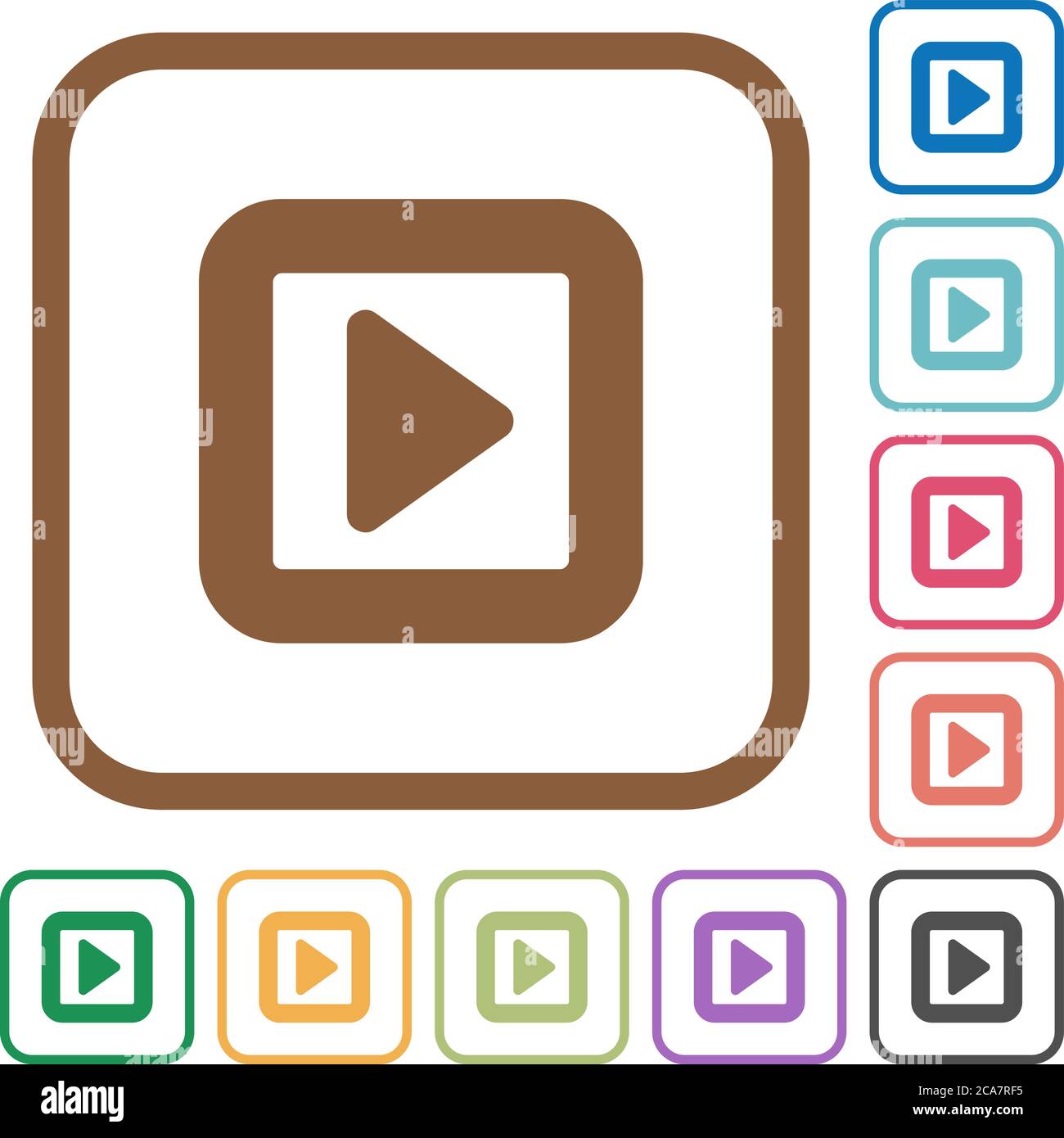 Toggle right simple icons in color rounded square frames on white ...