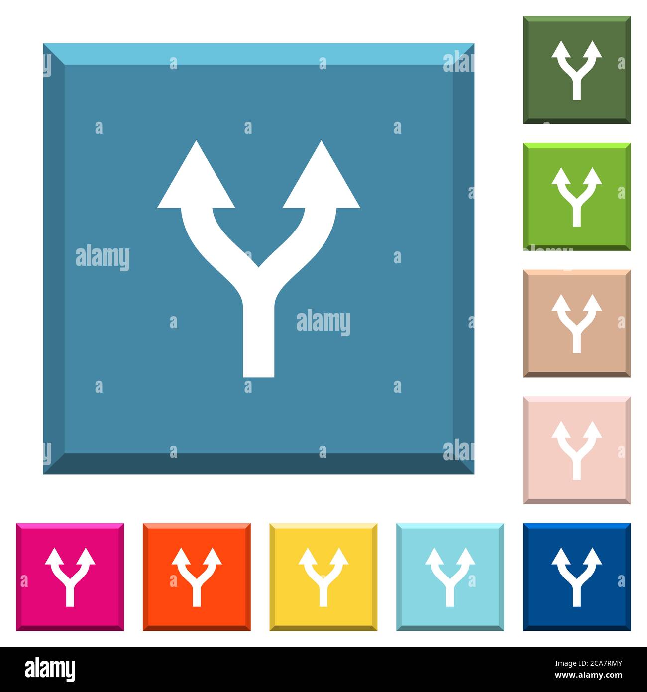 Split arrows up white icons on edged square buttons in various trendy ...
