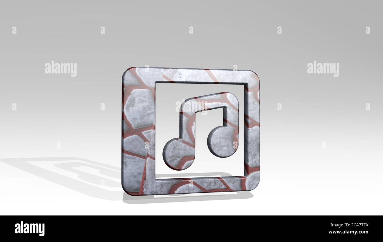 cd album note made by 3D illustration of a shiny metallic sculpture ...