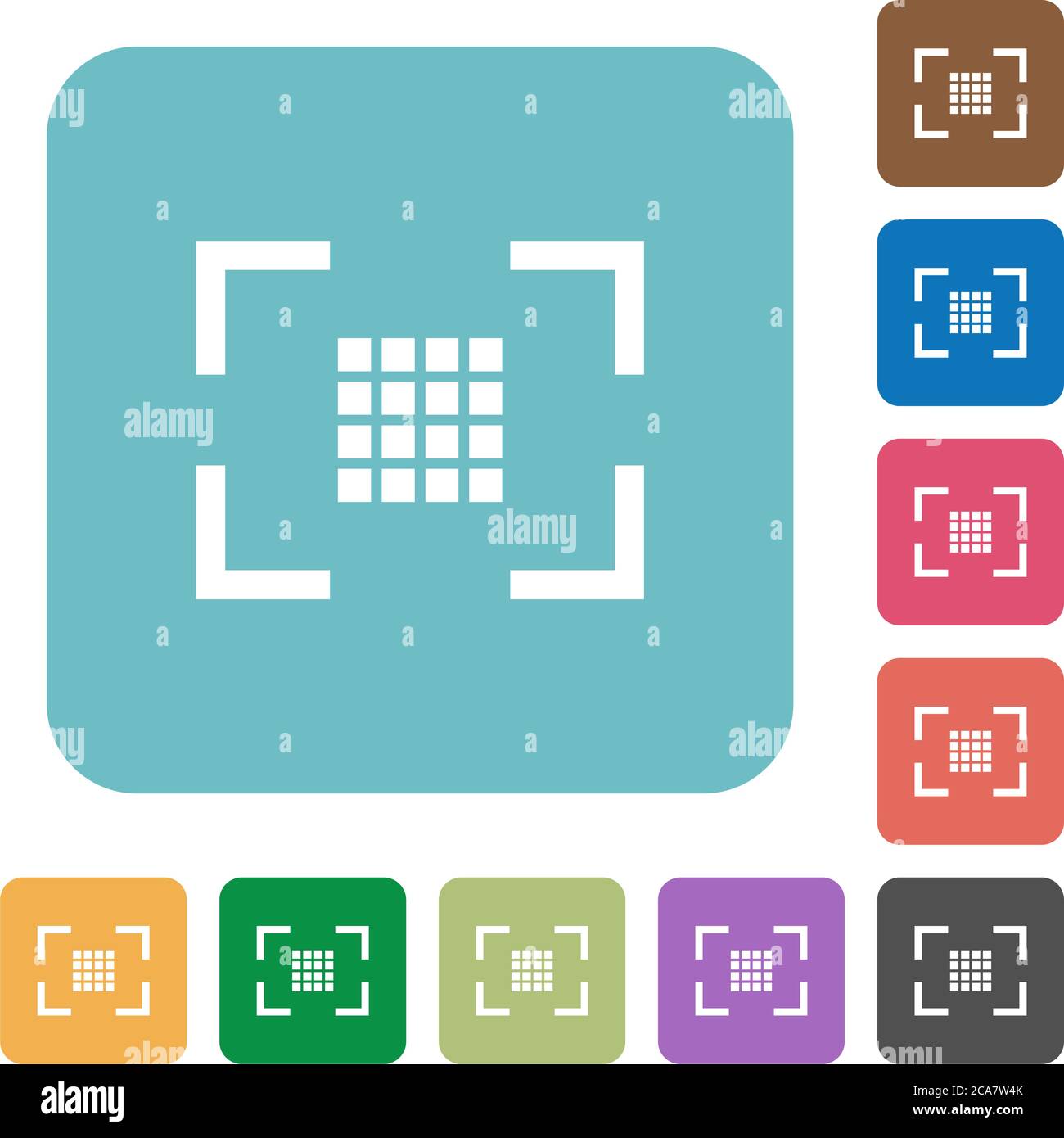 Camera sensor settings white flat icons on color rounded square backgrounds Stock Vector