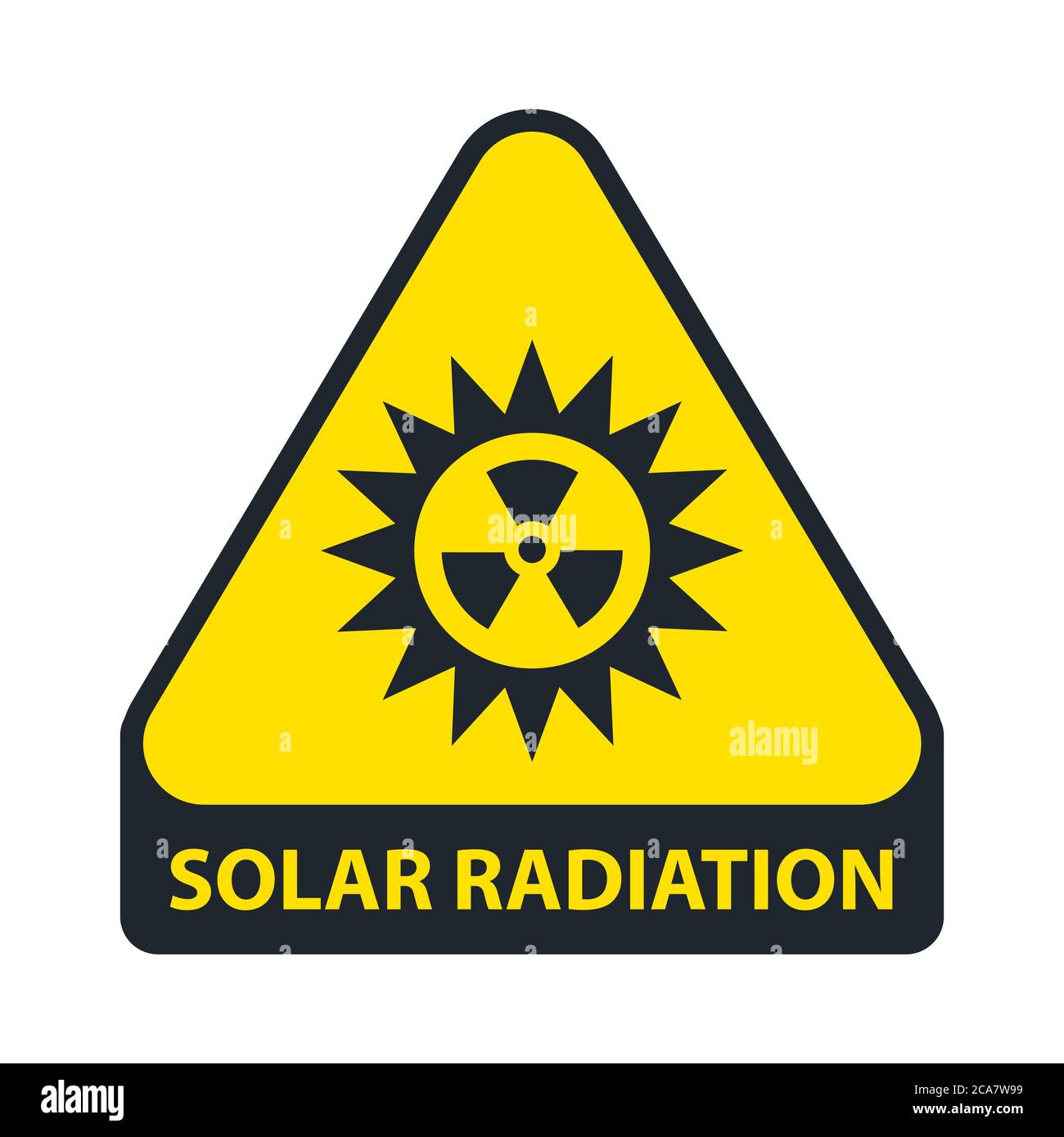 sign of solar radiation. yellow triangle. flat vector illustration. Stock Vector