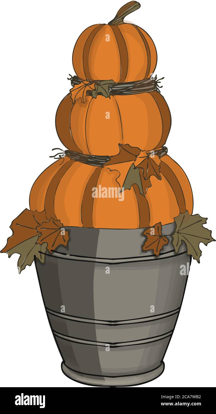Composition for Halloween. Pumpkins. Vector illustration isolated on white background Stock Vector