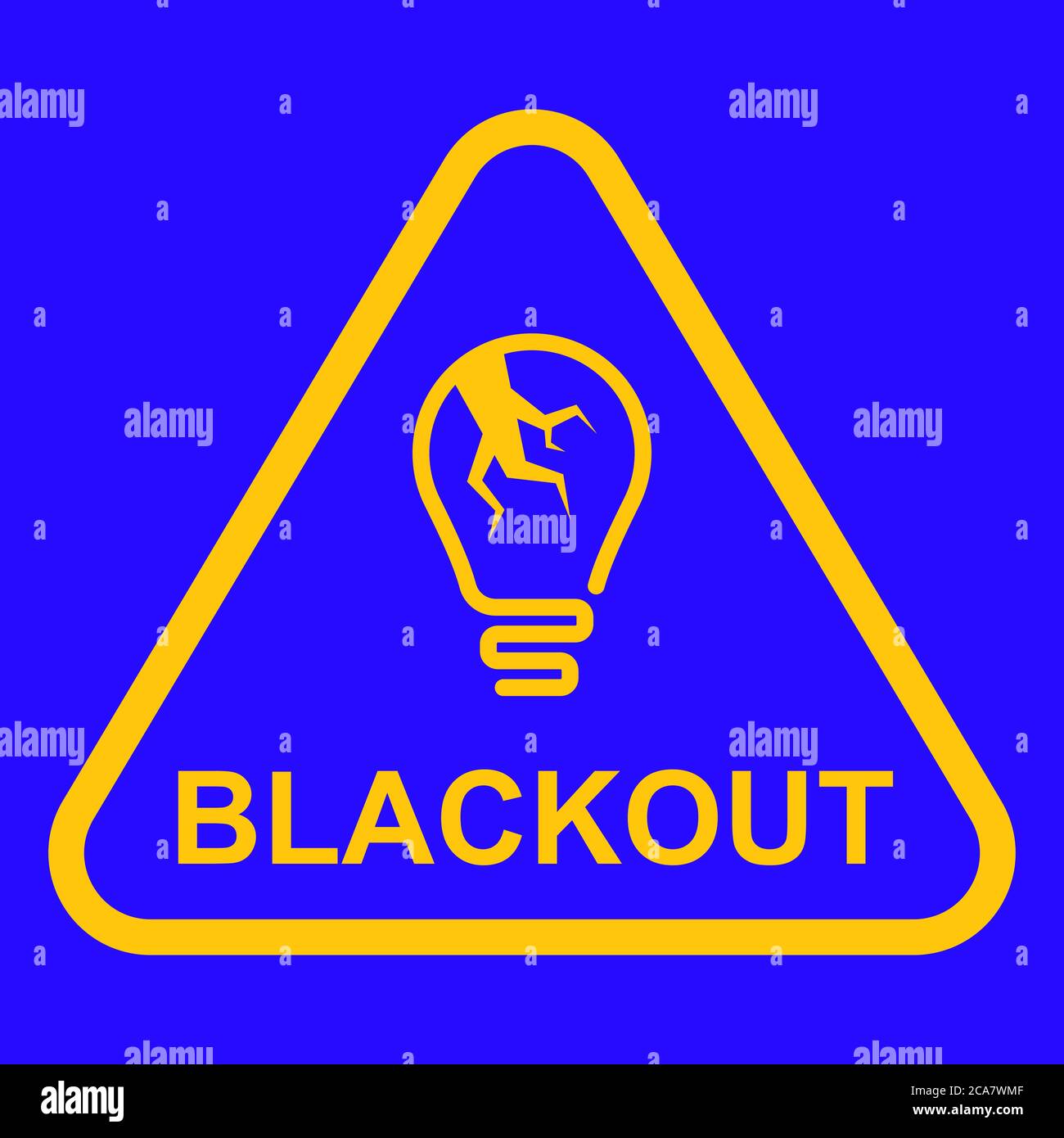 yellow blackout sign on a blue background. flat vector illustration Stock Vector