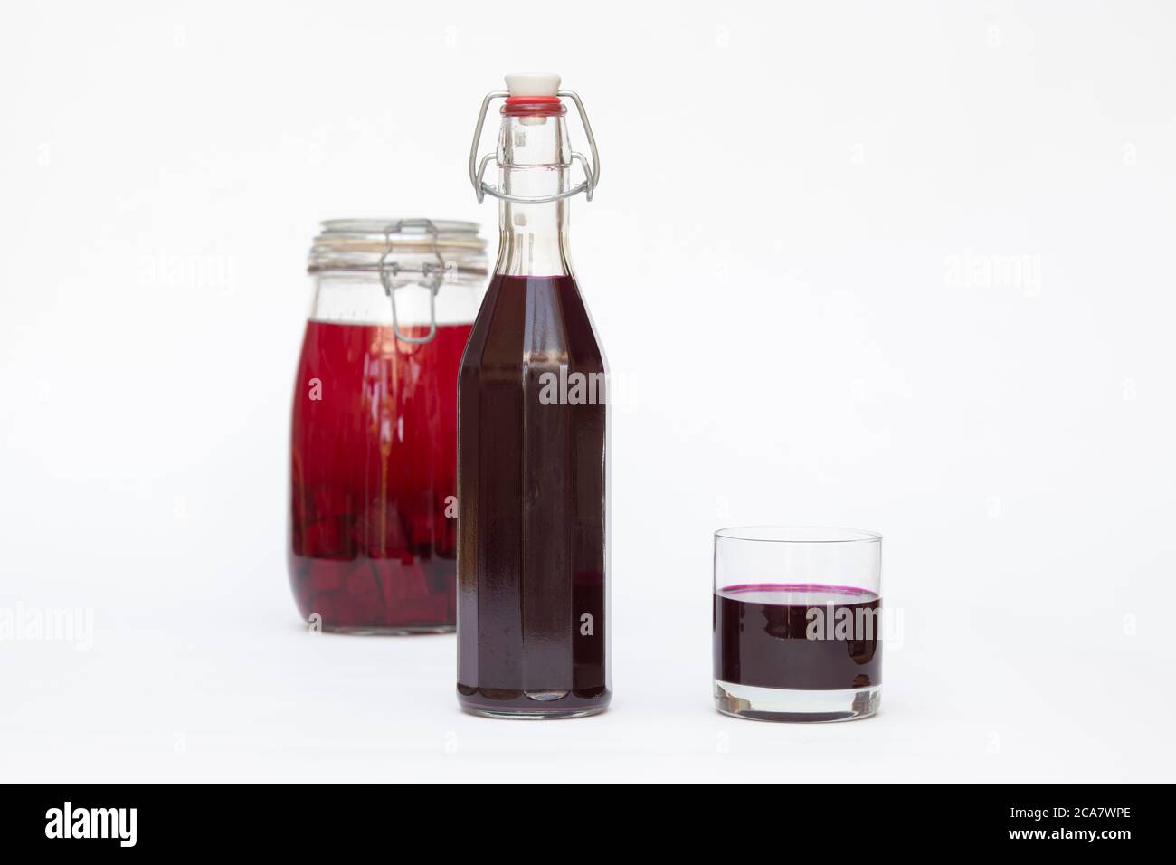 Homemade Beet Kvass. A fermented probiotic beetroot drink Stock Photo