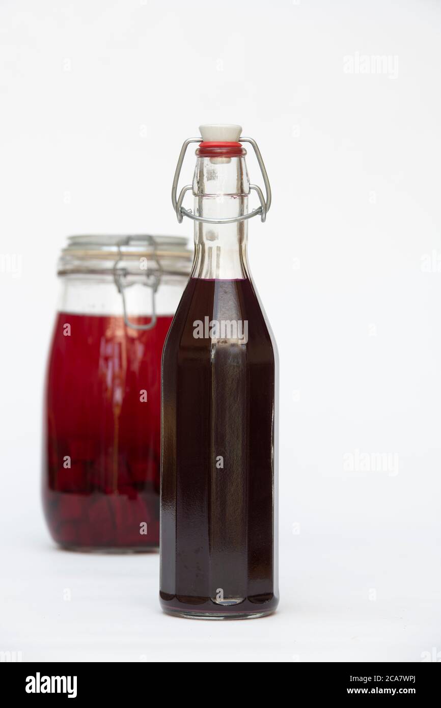 Homemade Beet Kvass. A fermented probiotic beetroot drink Stock Photo