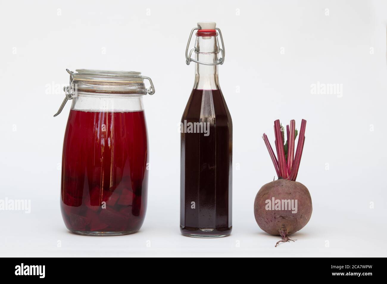 Homemade Beet Kvass. A fermented probiotic beetroot drink Stock Photo