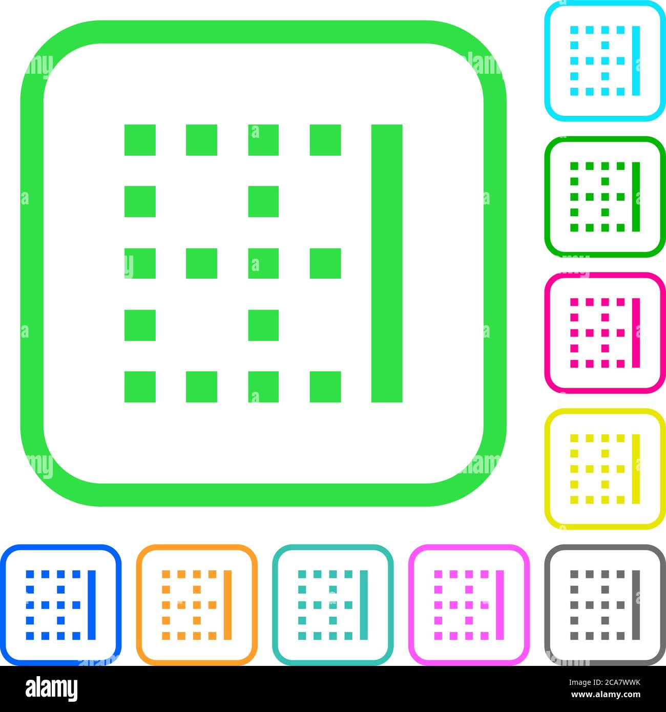 Right border vivid colored flat icons in curved borders on white ...