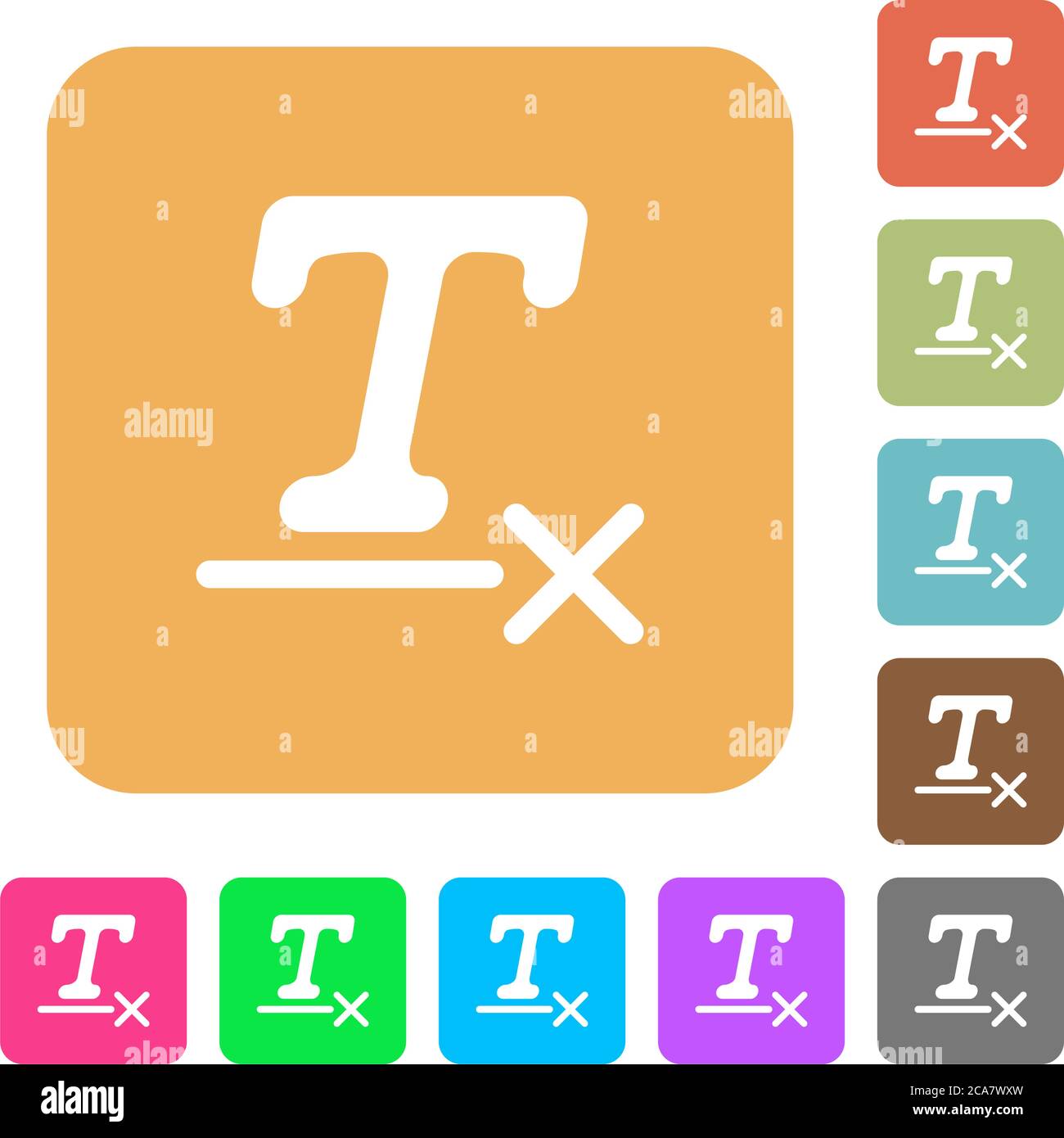 Clear text format flat icons on rounded square vivid color backgrounds. Stock Vector