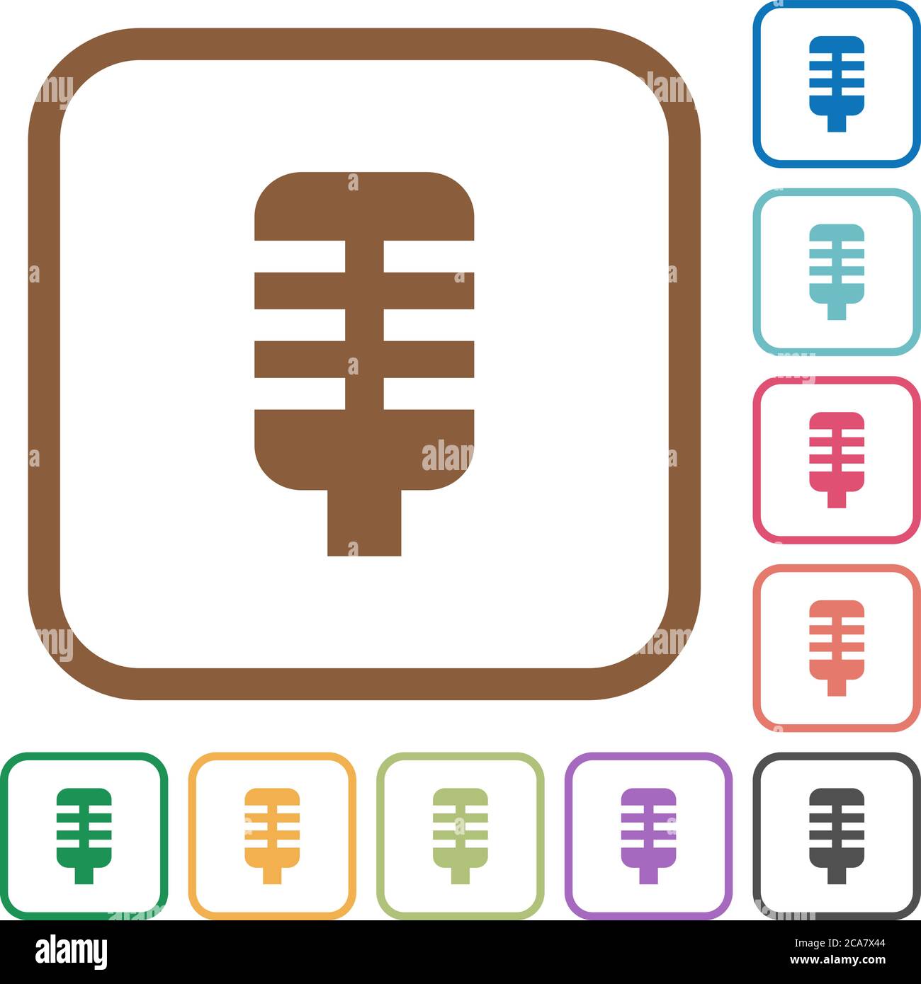 Microphone simple icons in color rounded square frames on white ...
