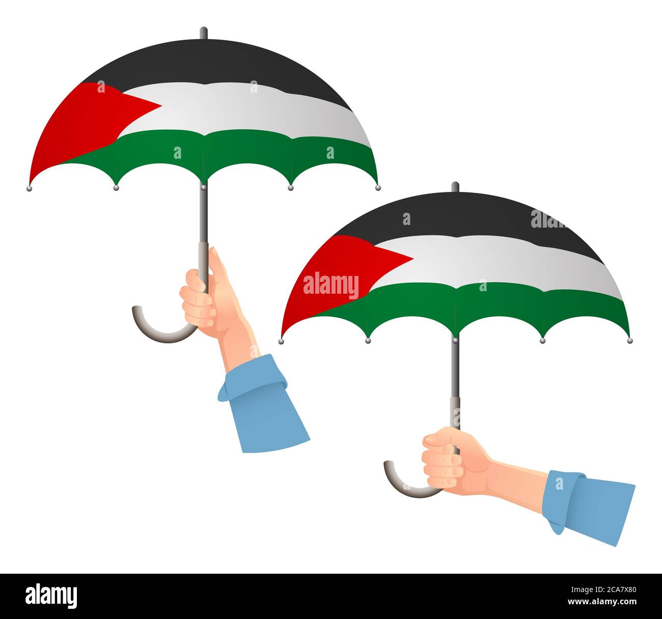 Palestine flag umbrella. Social security concept. National flag of Palestine  illustration Stock Photo