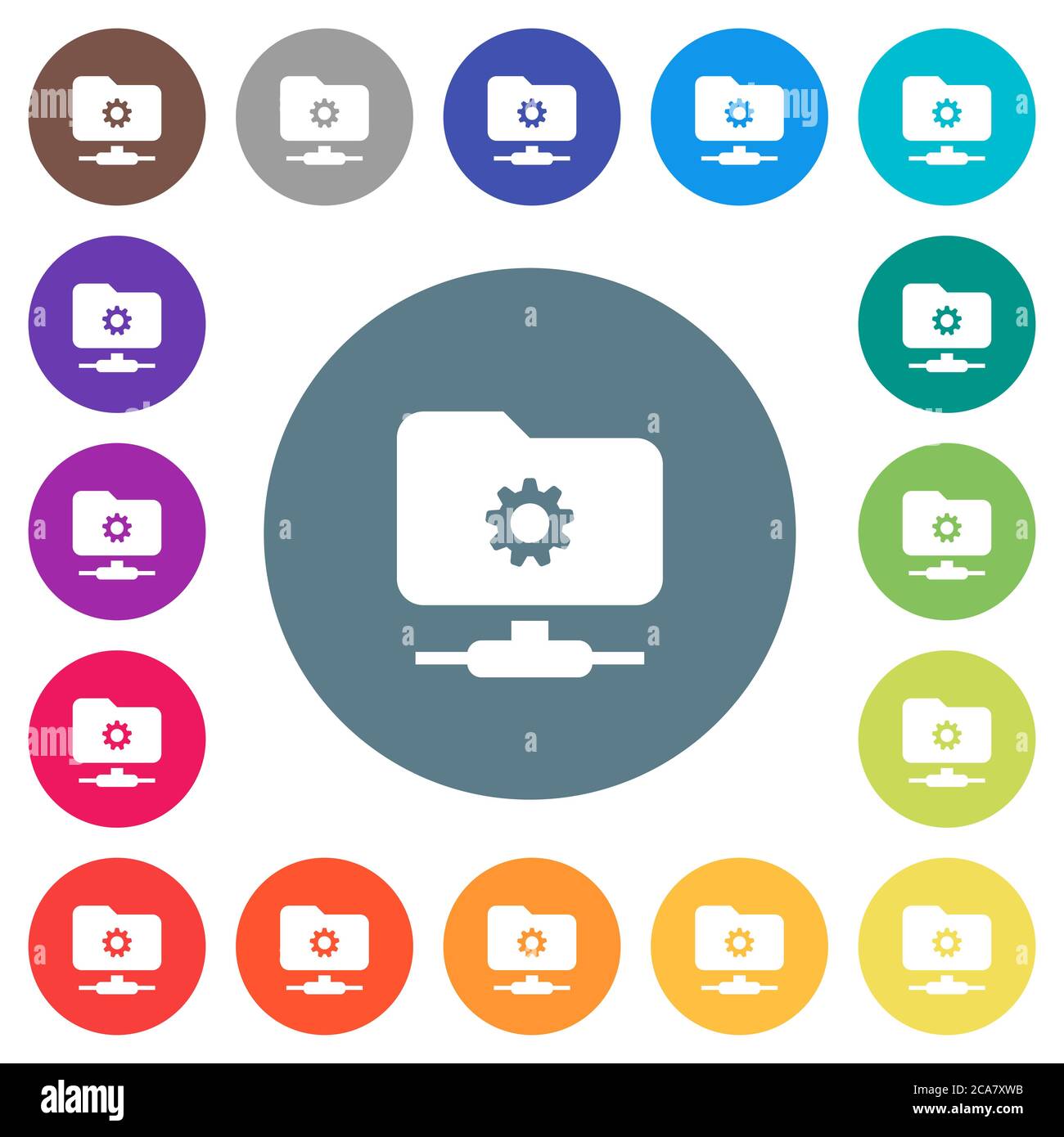 FTP settings flat white icons on round color backgrounds. 17 background ...