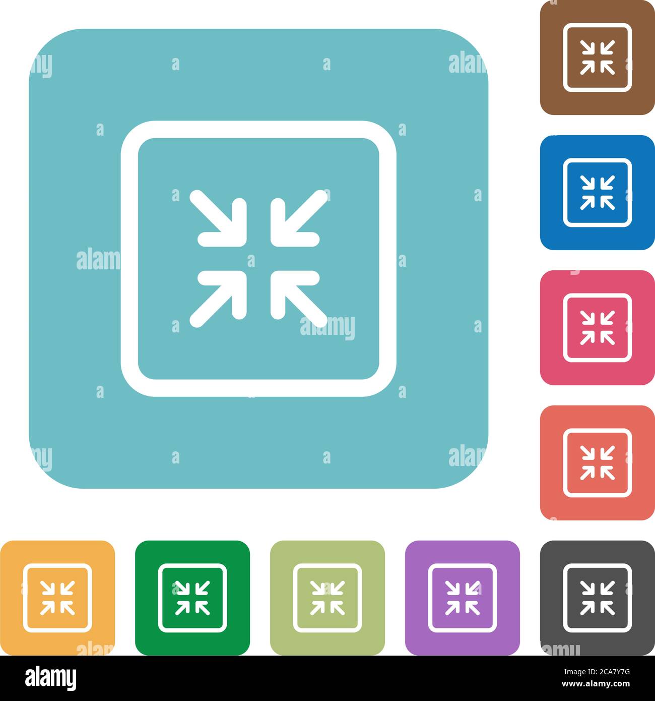 Shrink object white flat icons on color rounded square backgrounds Stock Vector