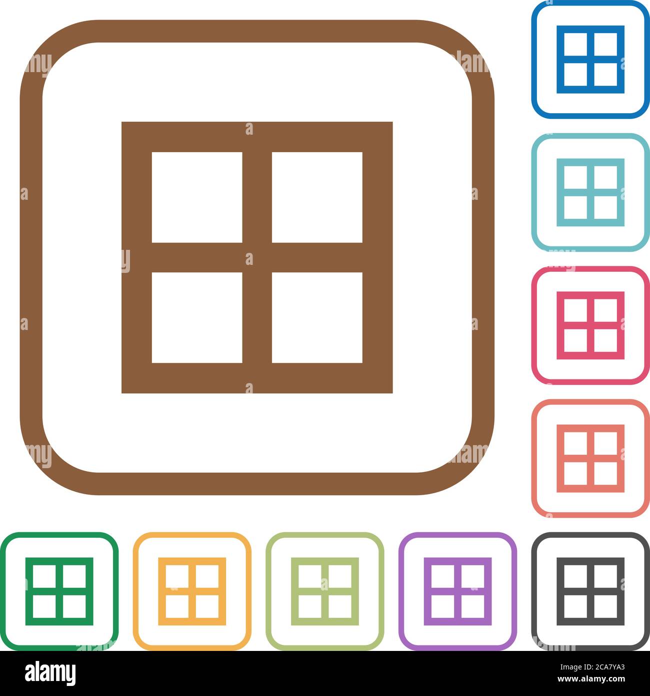 All borders simple icons in color rounded square frames on white ...