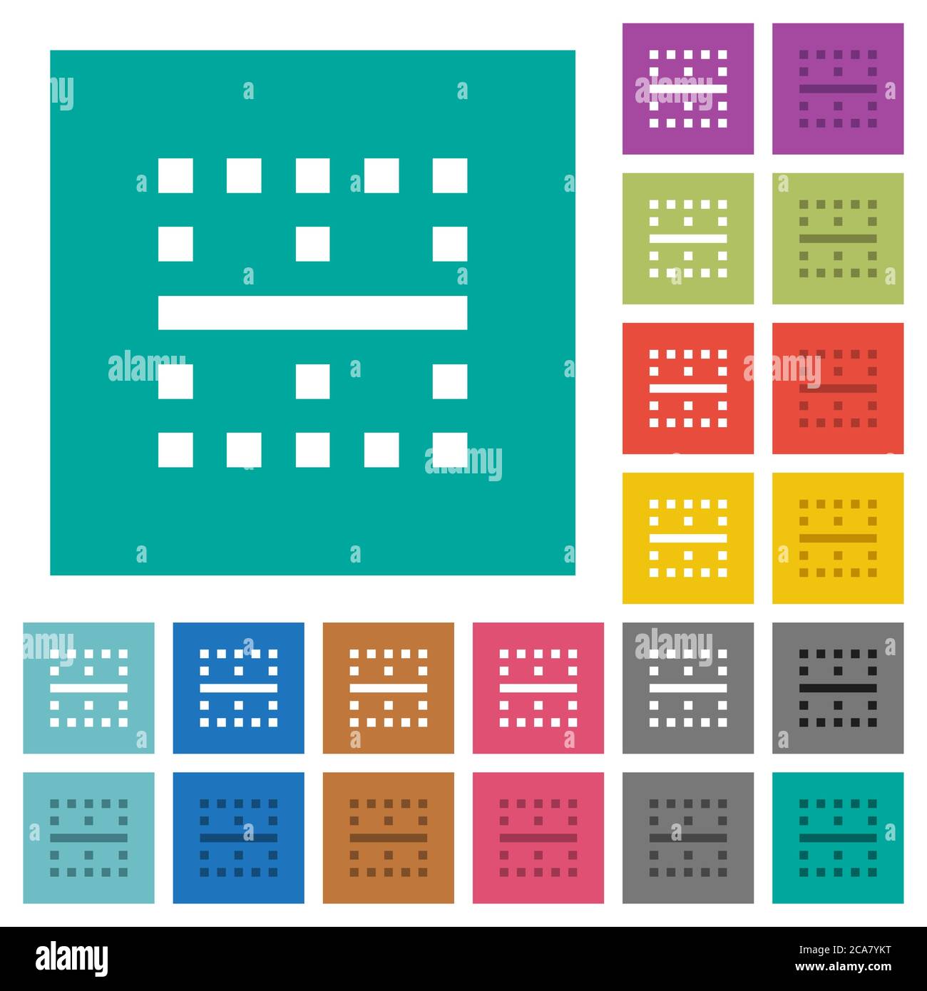 Horizontal border multi colored flat icons on plain square backgrounds ...