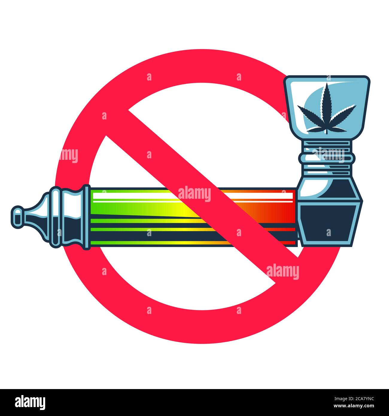 forbidden sign for smoking pipe for marijuana. flat vector illustration Stock Vector