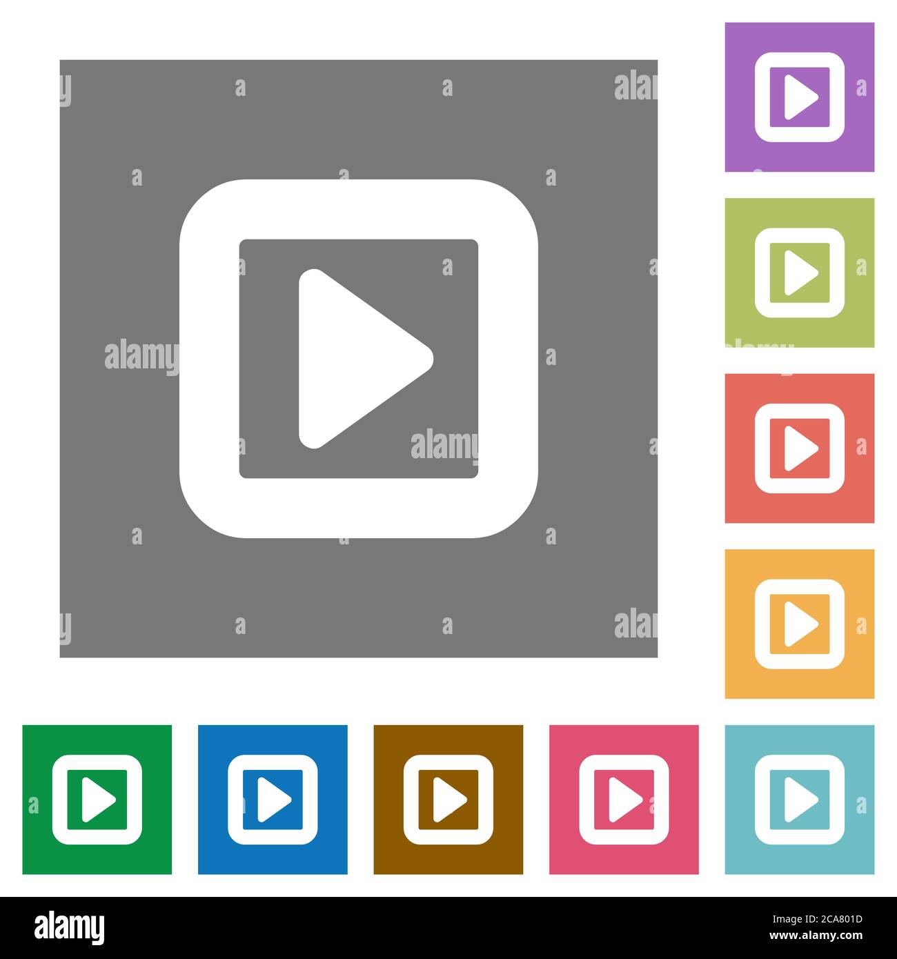 Toggle right flat icons on simple color square backgrounds Stock Vector