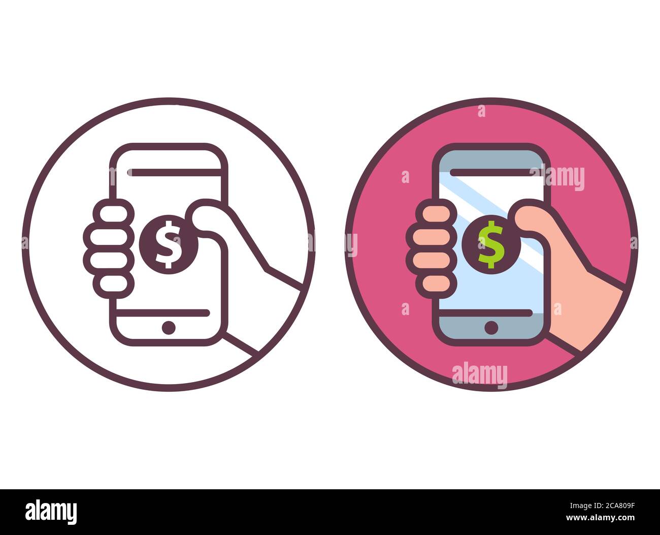 mobile phone icon with dollar coin. flat vector illustration. Stock Vector