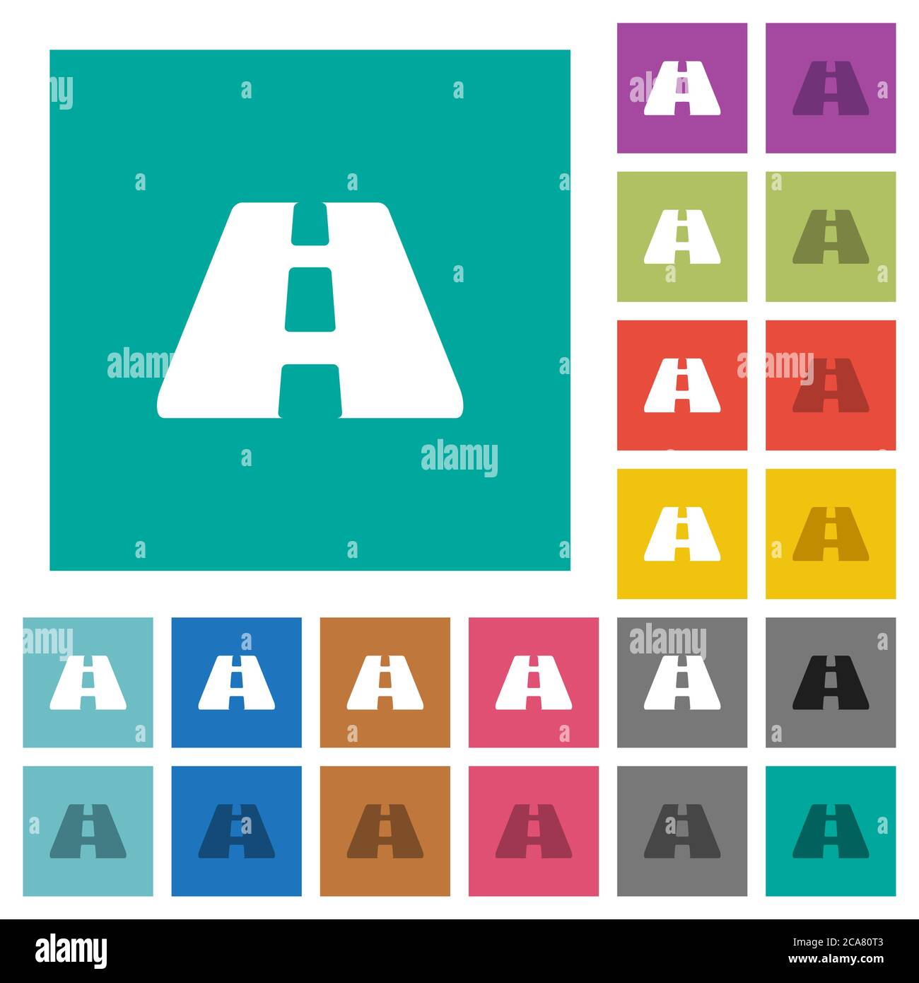 Road multi colored flat icons on plain square backgrounds. Included ...