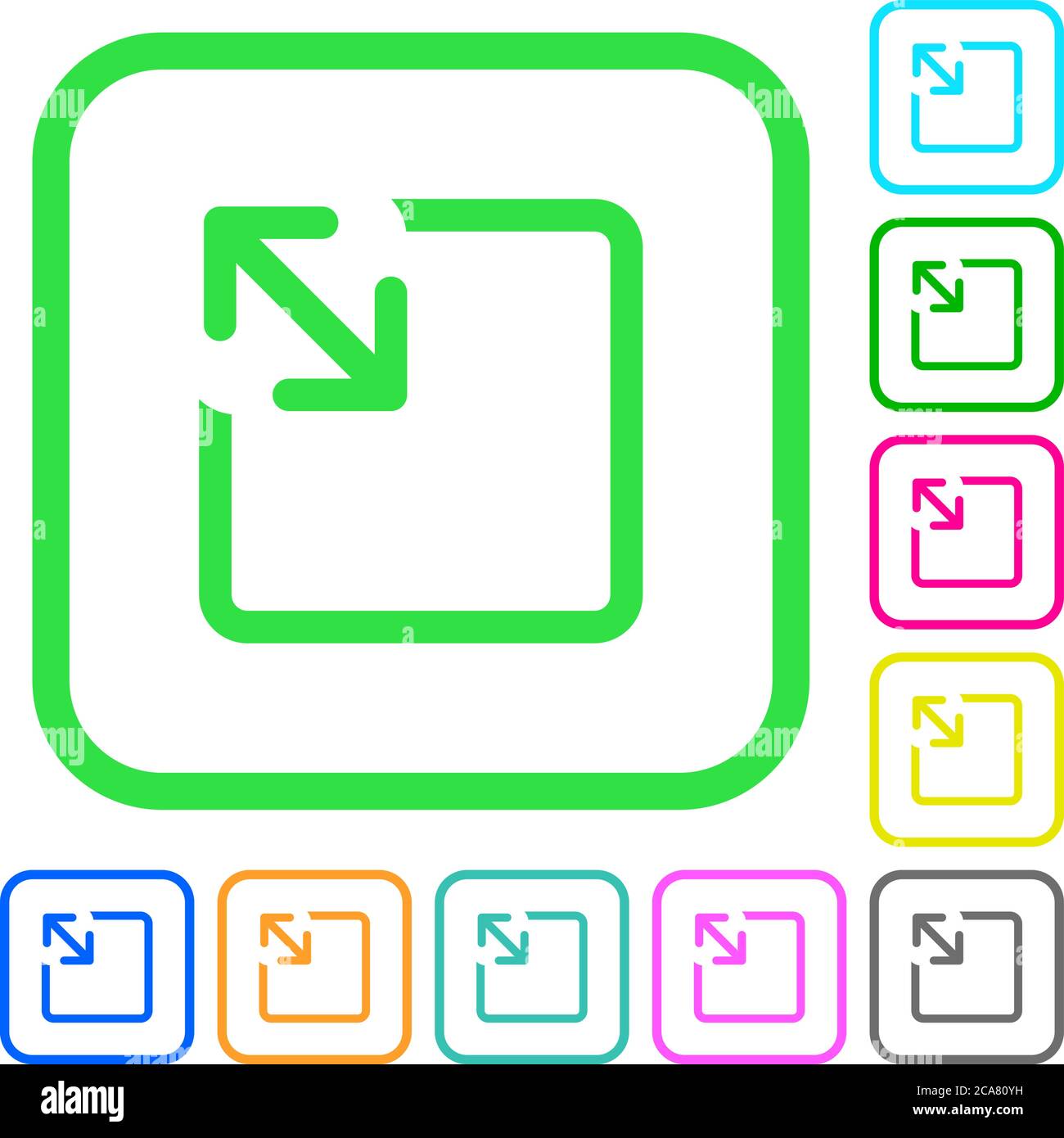 Resize object vivid colored flat icons in curved borders on white ...