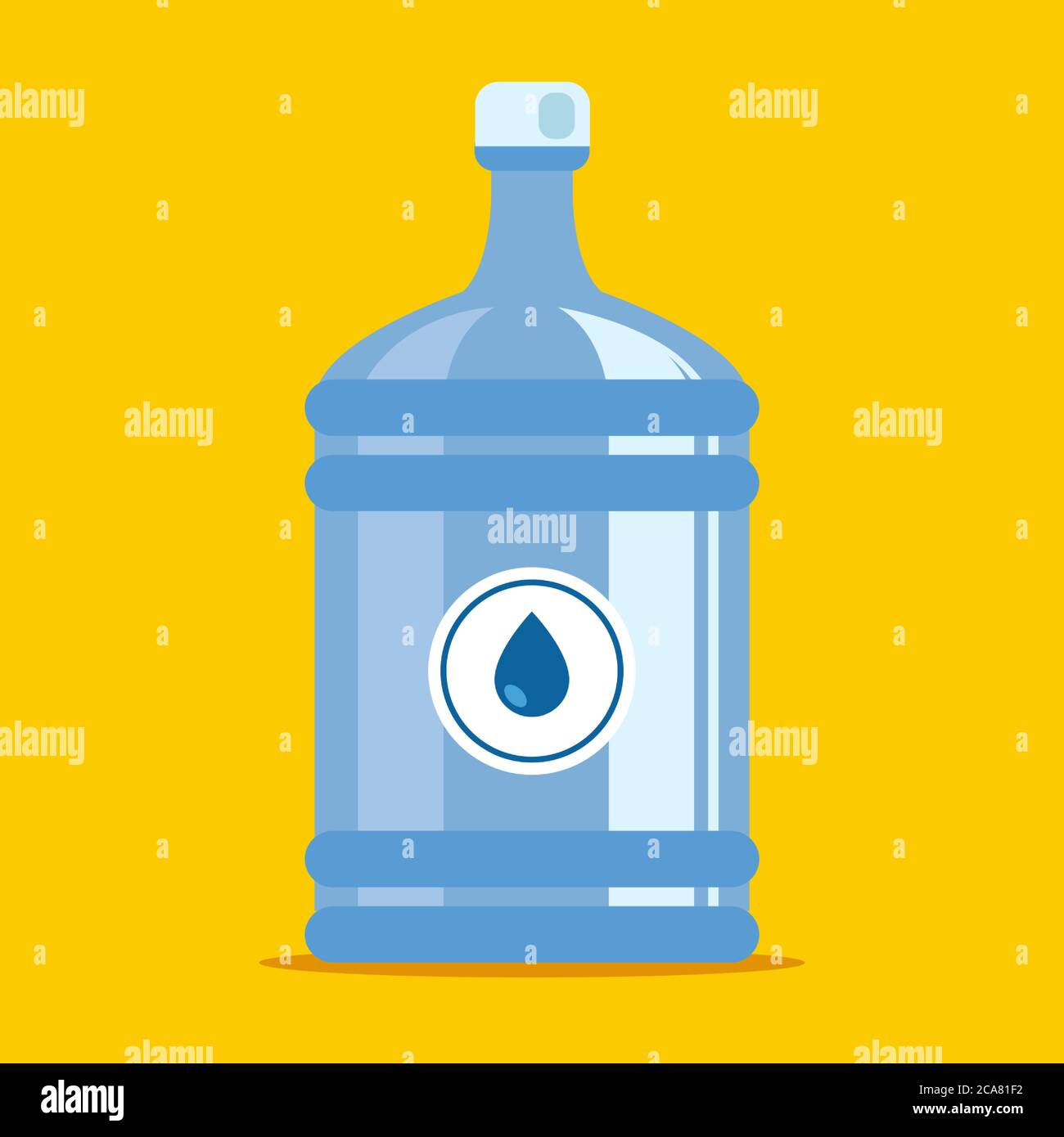 office container for water. plastic bottle on a yellow background. flat