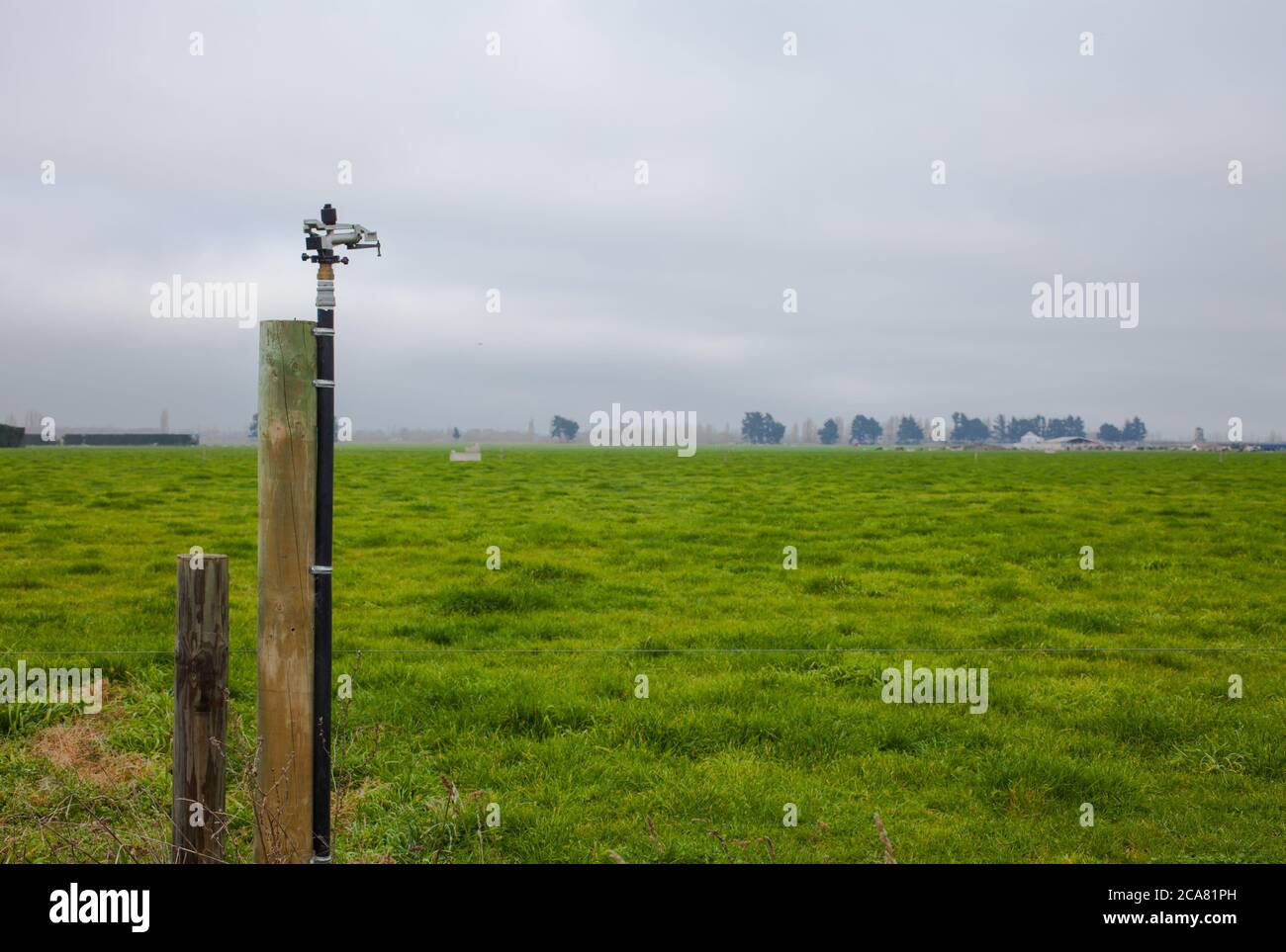 New Zealand Countryside Scenes irrigation infrastructure. Sprinkler