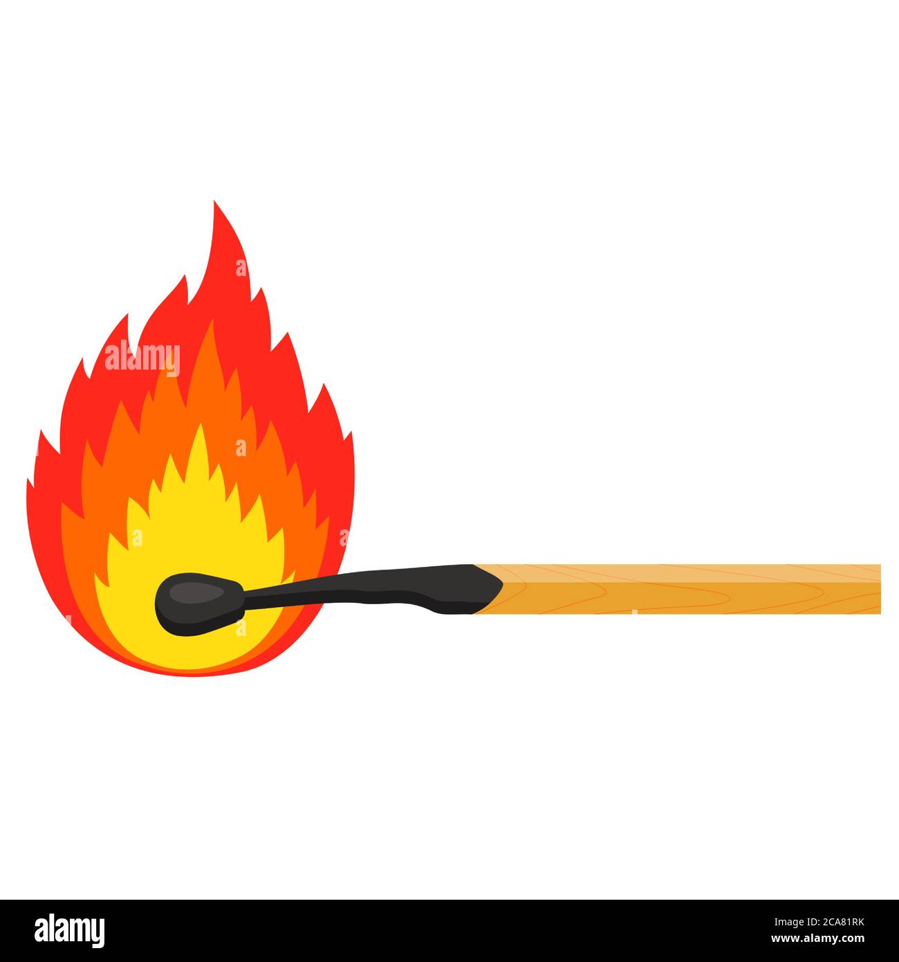 burning match on a white background. flat vector illustration Stock