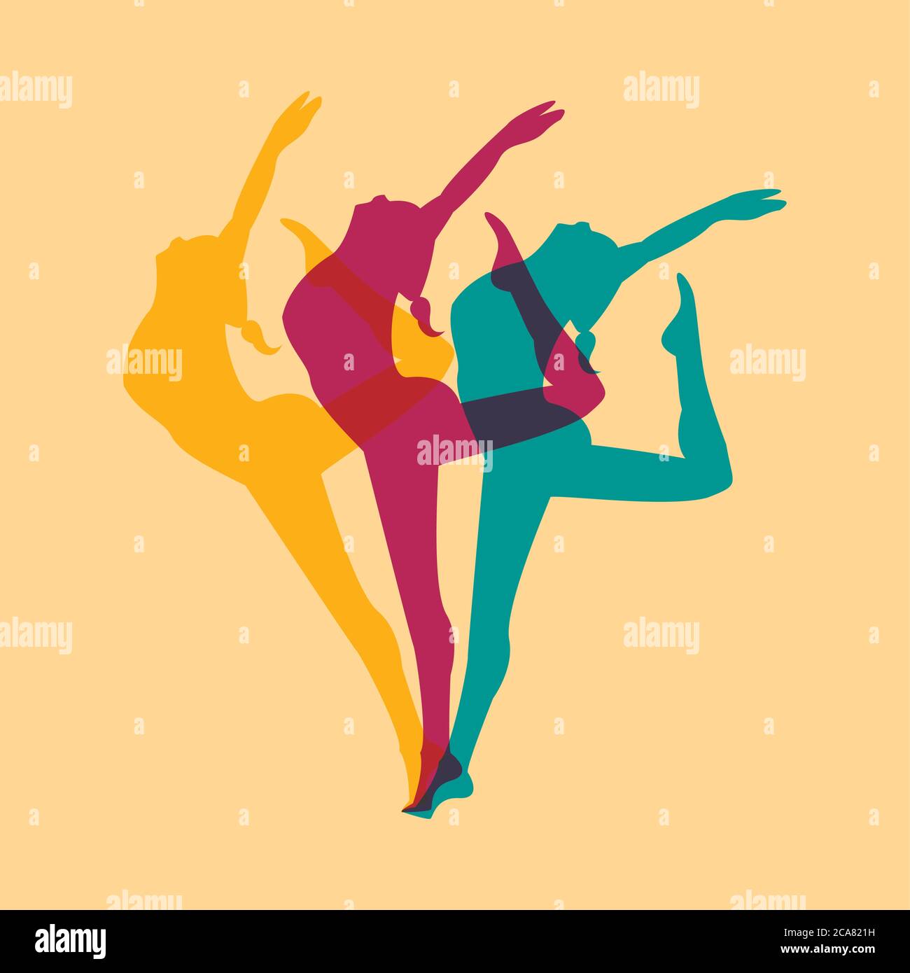 athletic woman practicing dance sport silhouette vector illustration