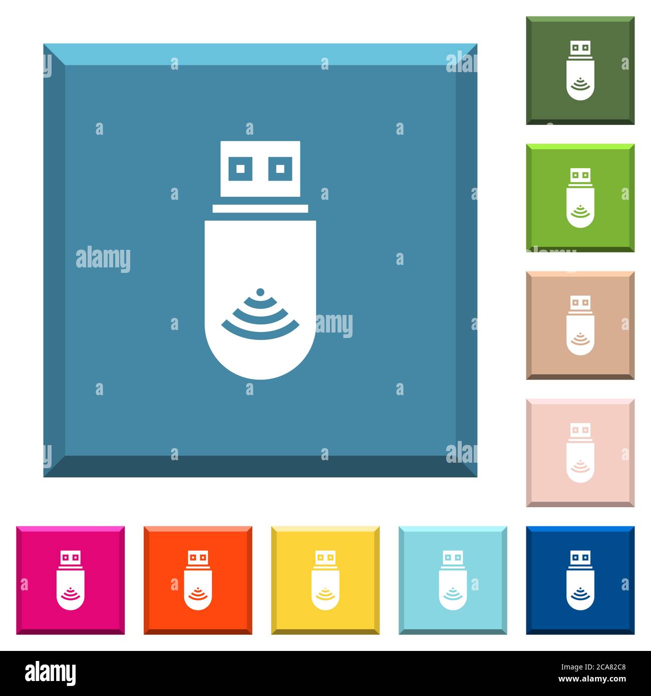 USB wifi dongle white icons on edged square buttons in various trendy ...