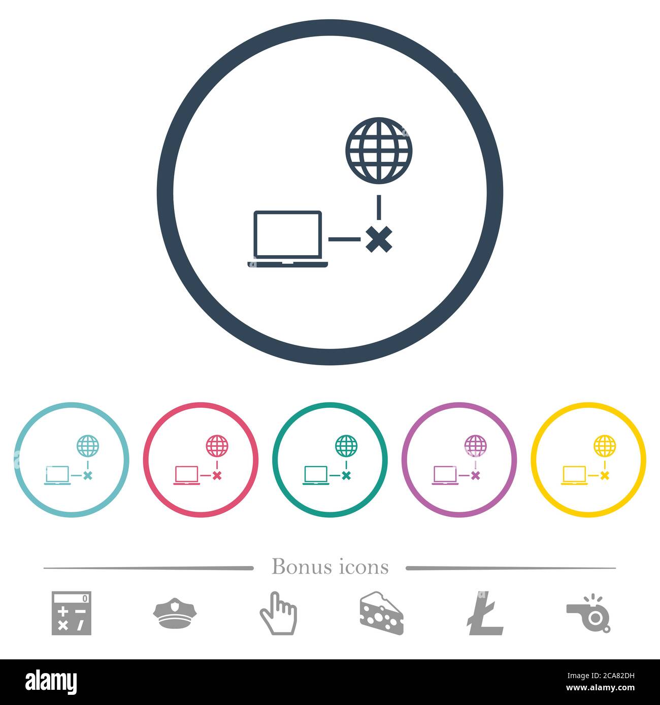 Offline laptop flat color icons in round outlines. 6 bonus icons ...
