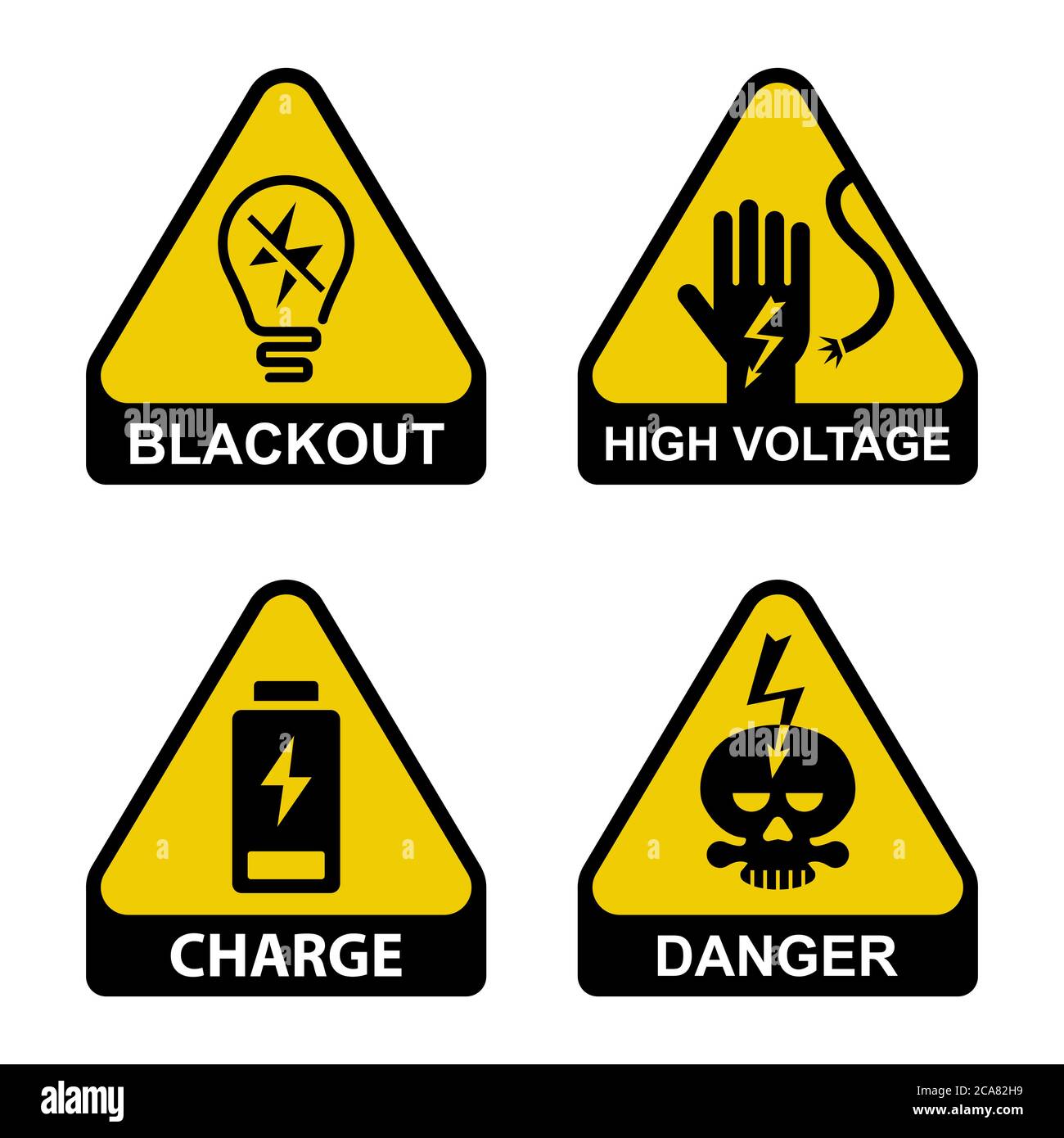 set of icons about electrical safety. sticker carefully high voltage