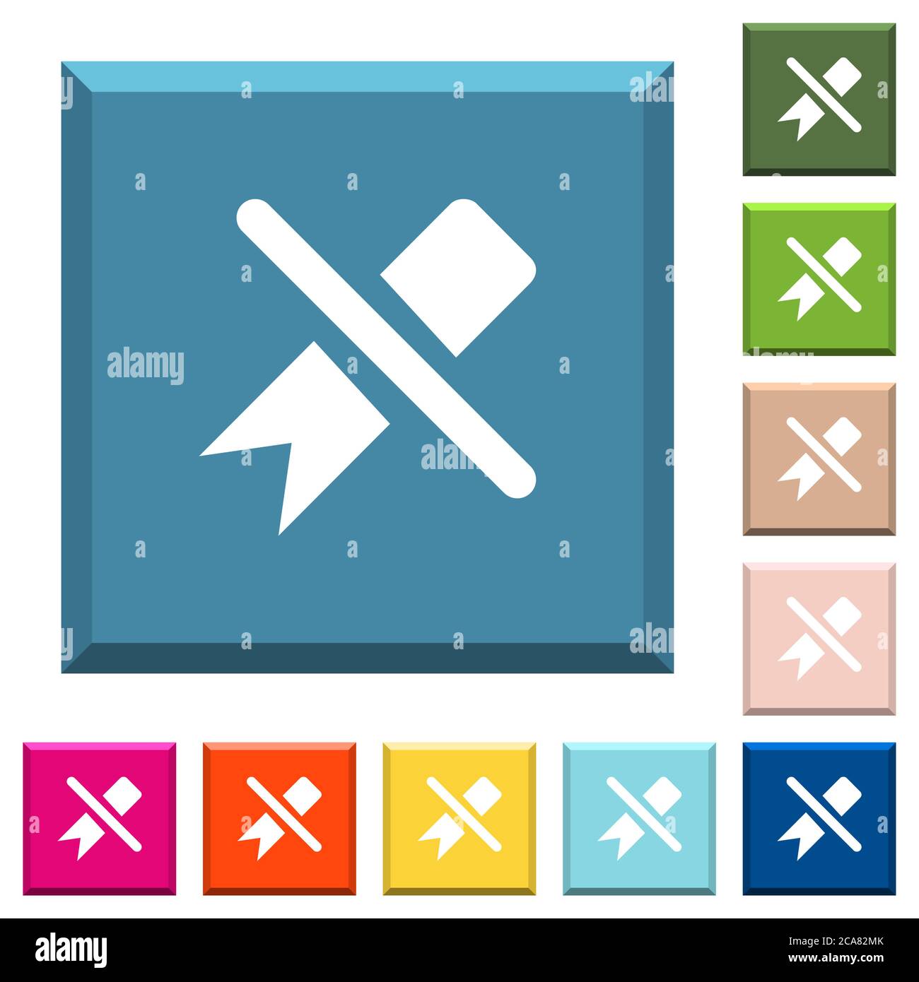 Untag white icons on edged square buttons in various trendy colors ...