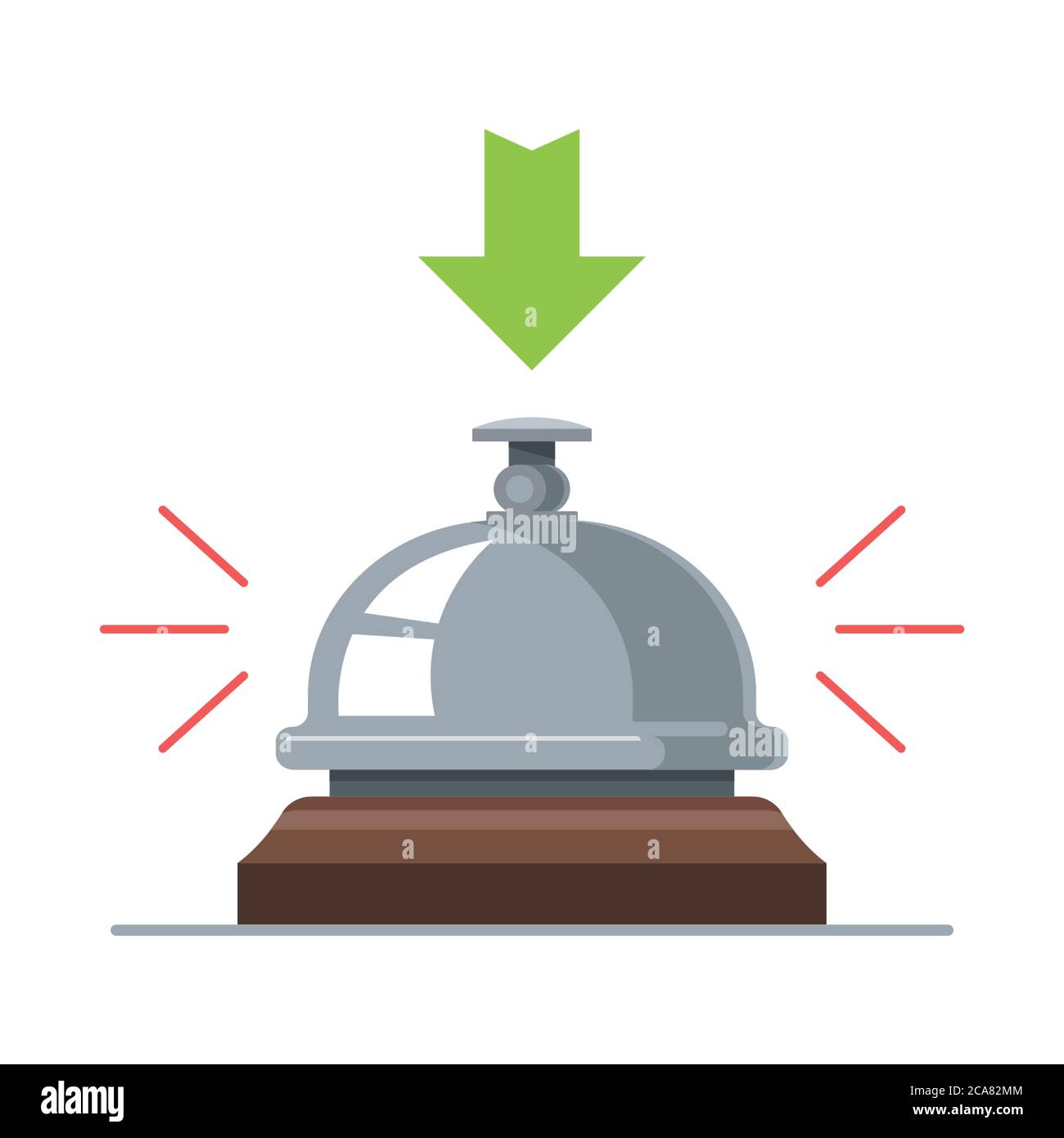 Hotel desk bell. sound from pressing a button. Flat vector illustration. Stock Vector