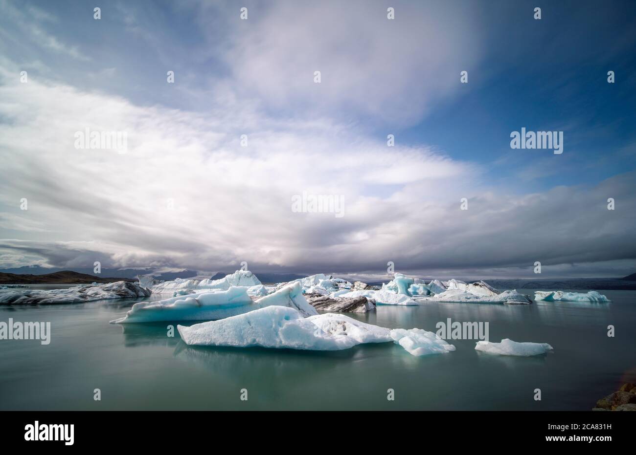 Iceland Lake with Melting Glaciers Stock Photo