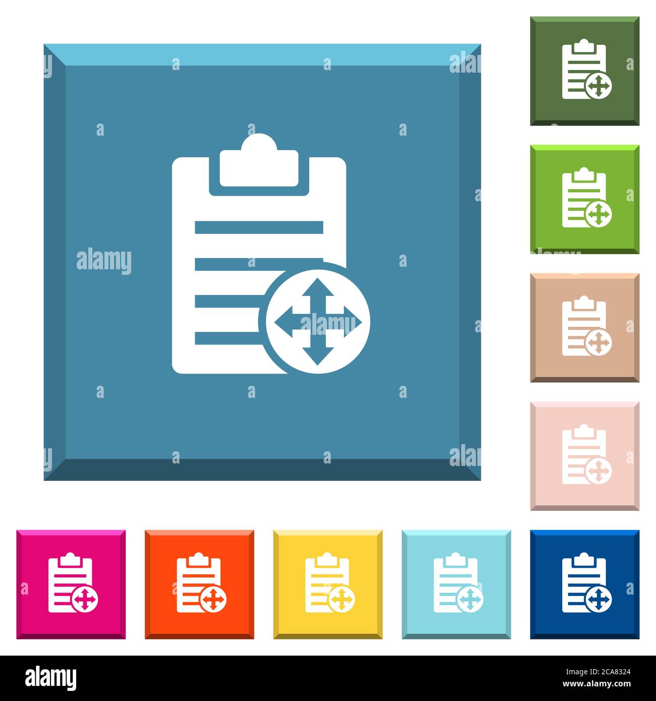 Move note white icons on edged square buttons in various trendy colors ...