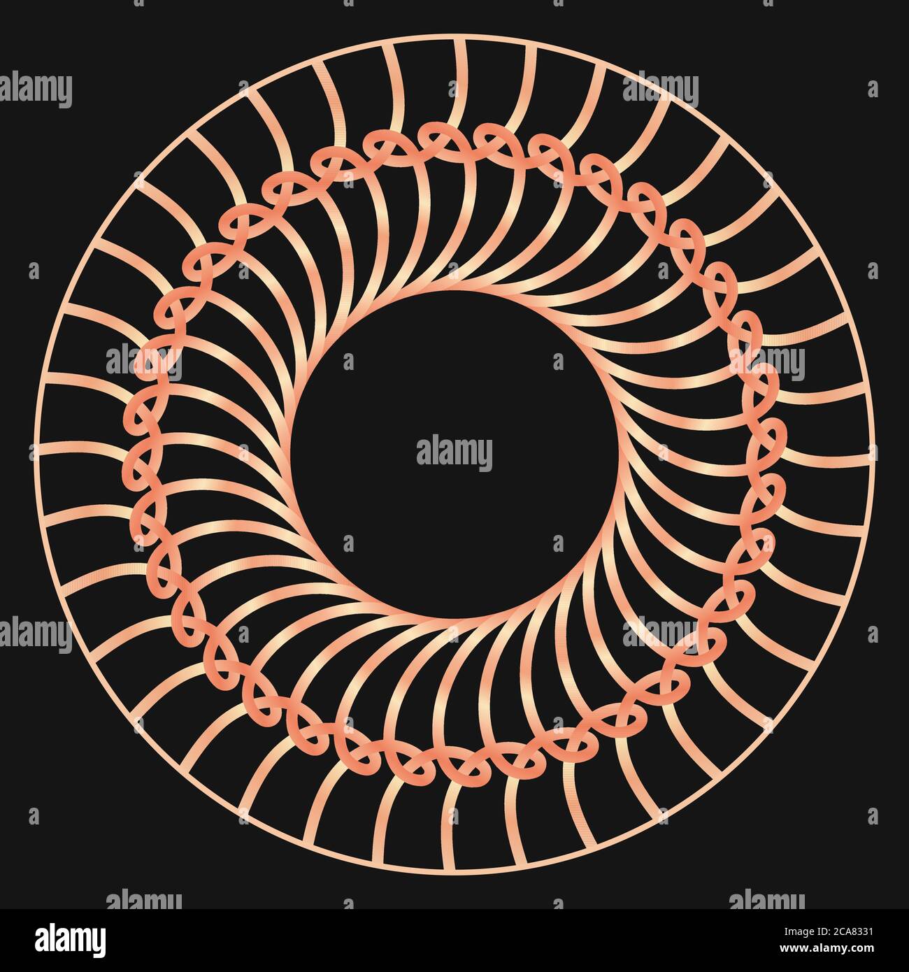 Radial pattern concept, rose gold gradient, adobe illustrator Stock